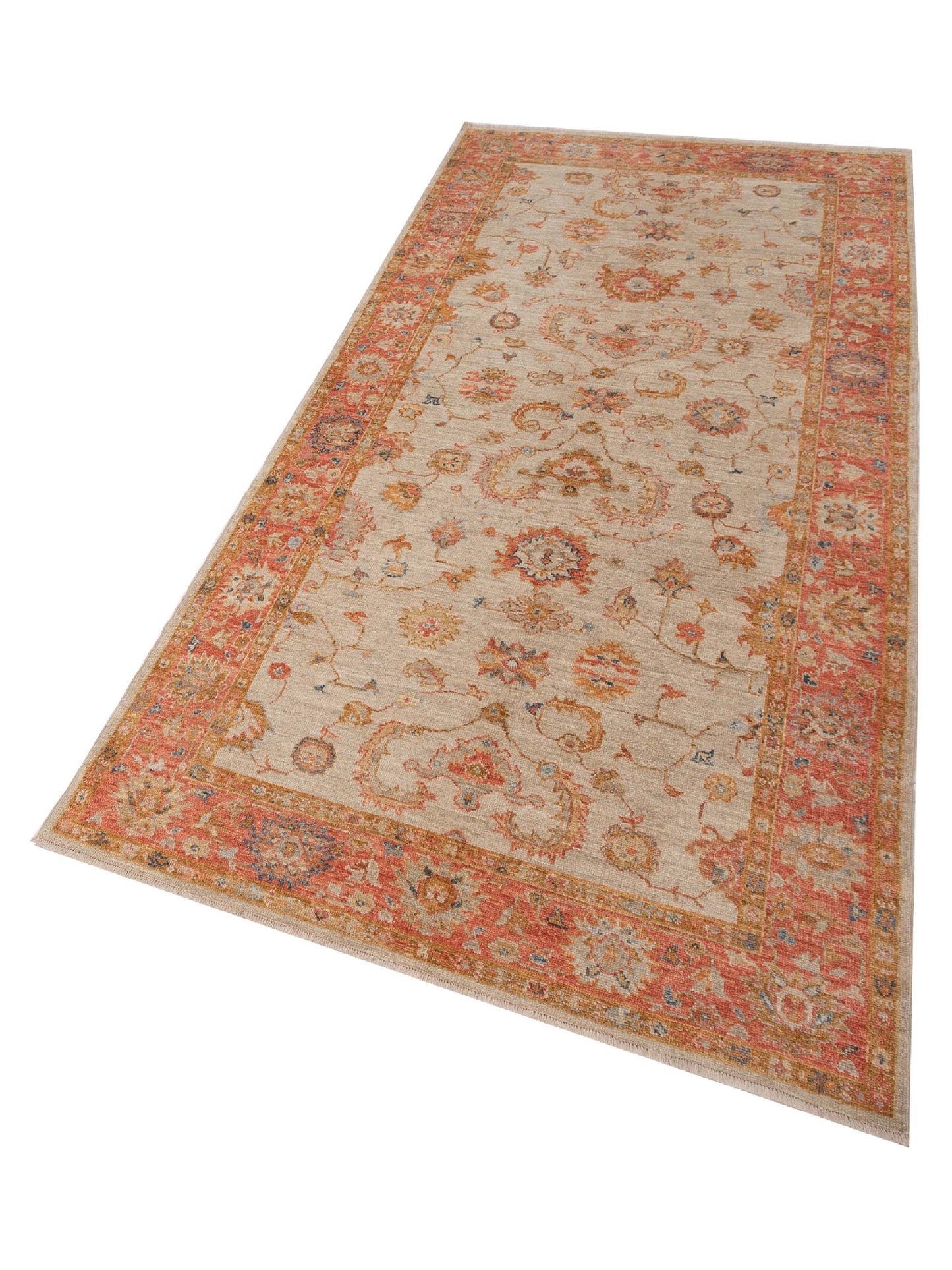 Angora Oushak 148030 Ivory Red 6.1x12.2 Hand Knotted Rug