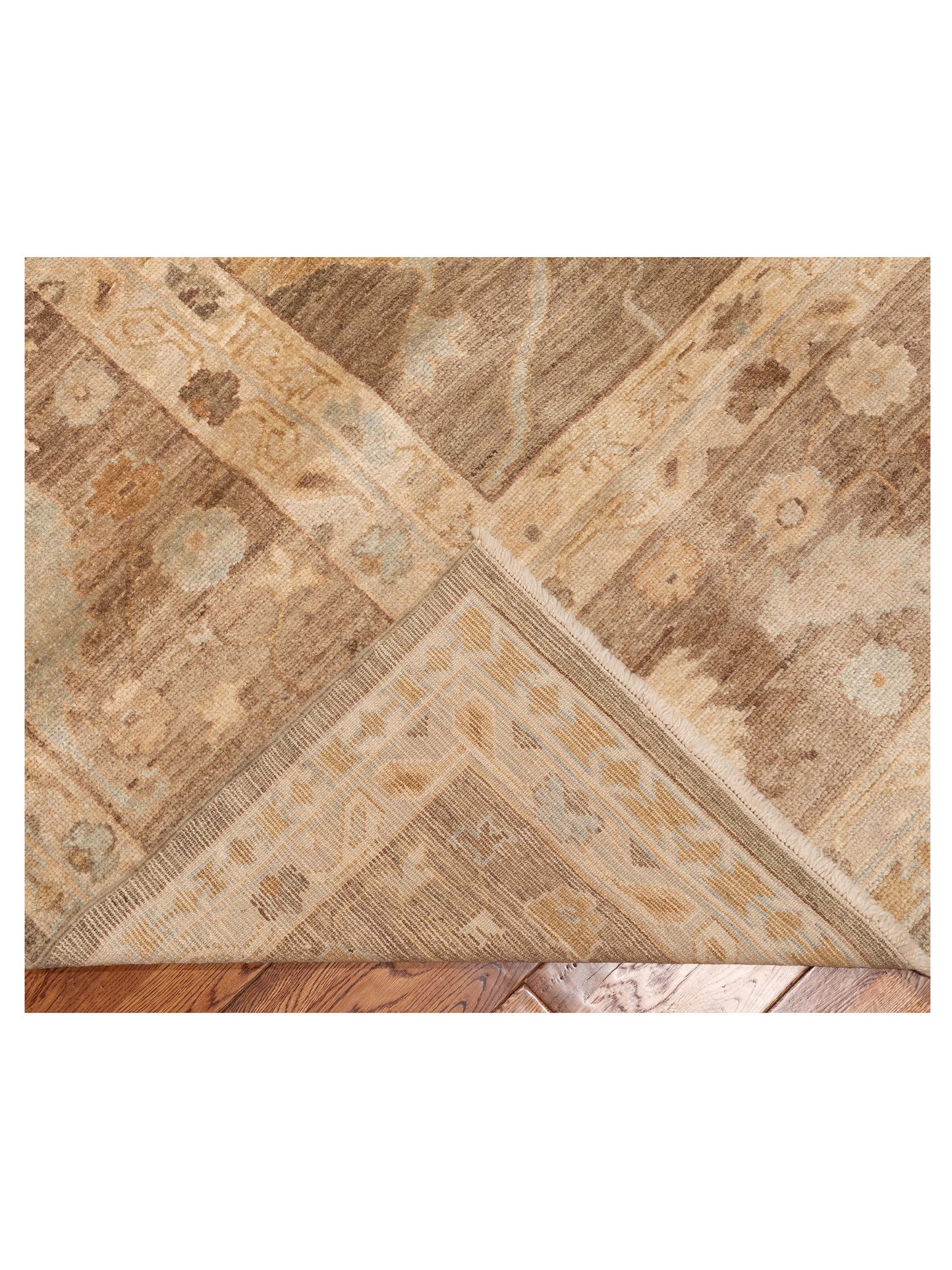 Angora Oushak 130247 Green Brown 14.3x17.4 Hand Knotted Rug
