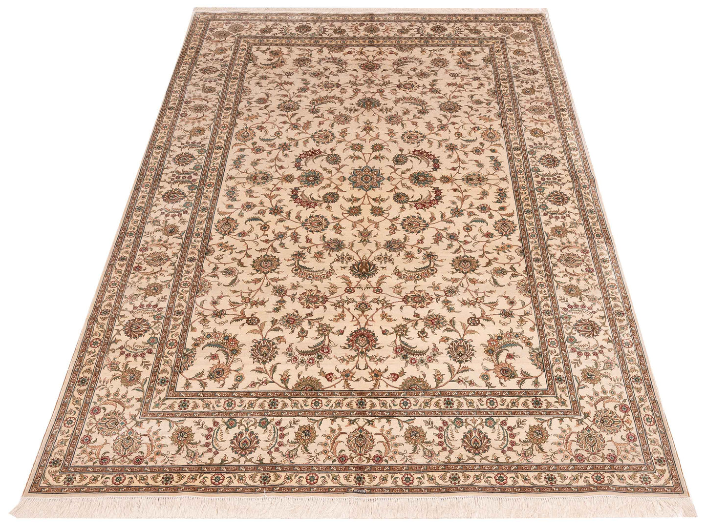 Pure Silk 113733 Ivory Ivory 6.3x8.11 Hand Knotted Rug