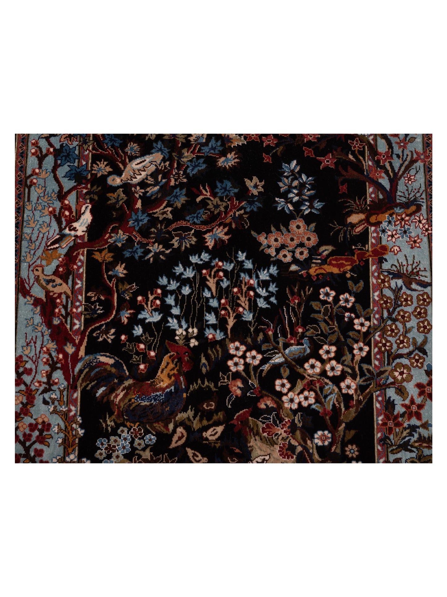 Pure Silk 109126 Black Blue 1.8x2.2 Hand Knotted Rug