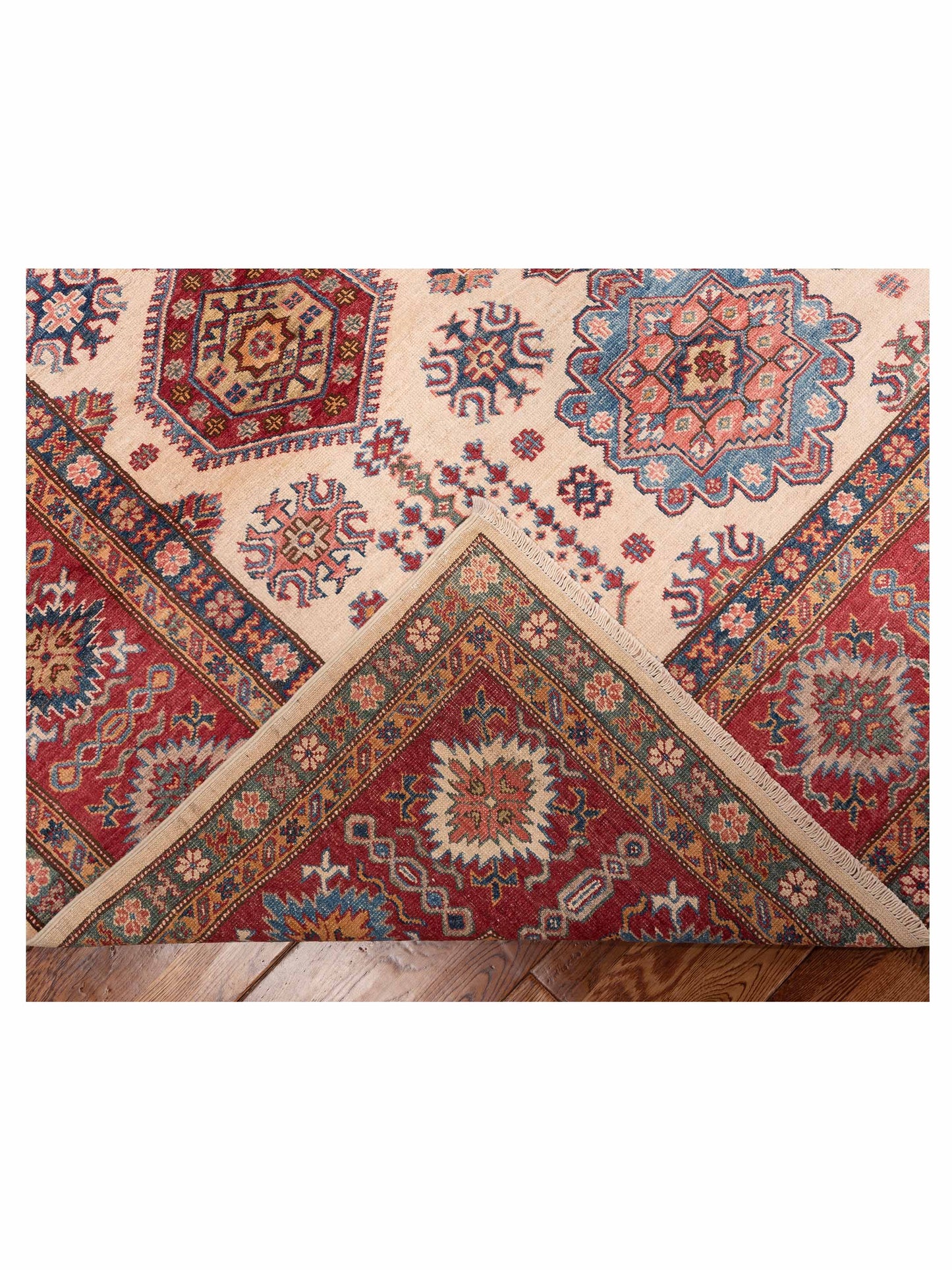 Artisan Kazak 152826 Ivory Red 9x11.9 Hand Knotted Rug
