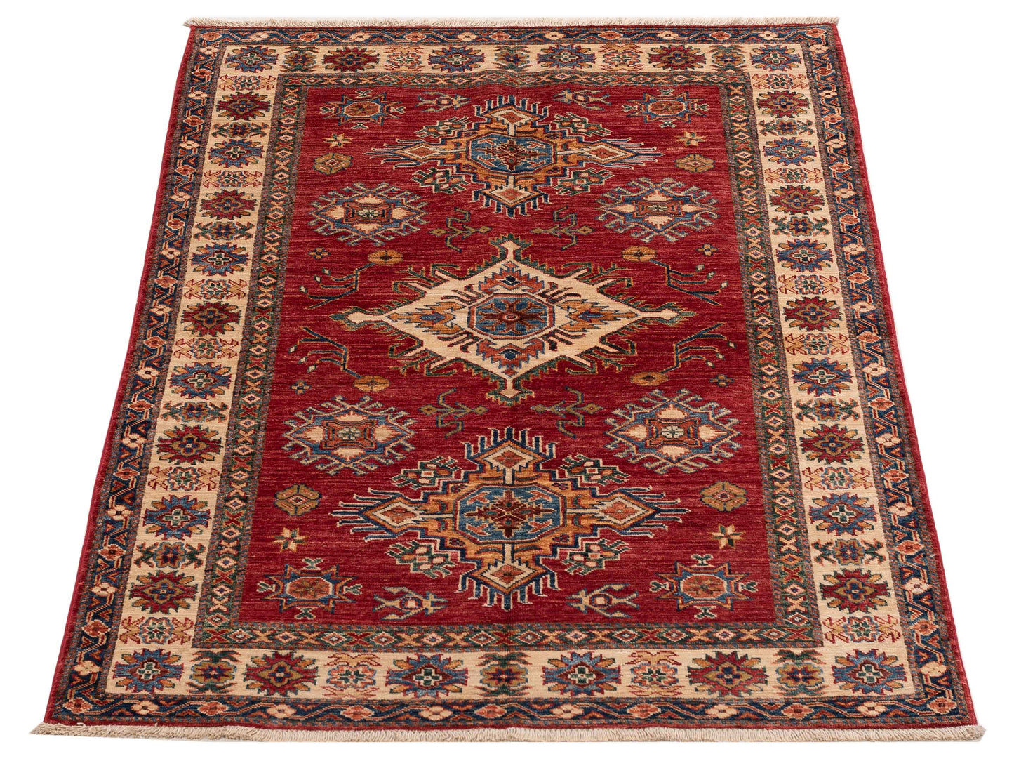 Artisan Kazak 148961 Red Ivory 4.3x6 Hand Knotted Rug