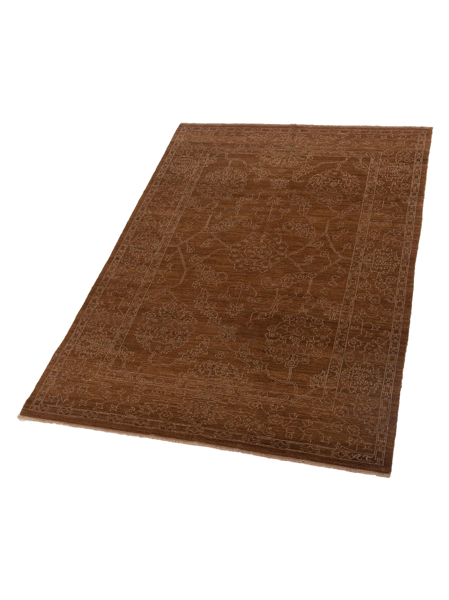 Defne Ruby Brown Silver 6.2x9 Hand Knotted Rug