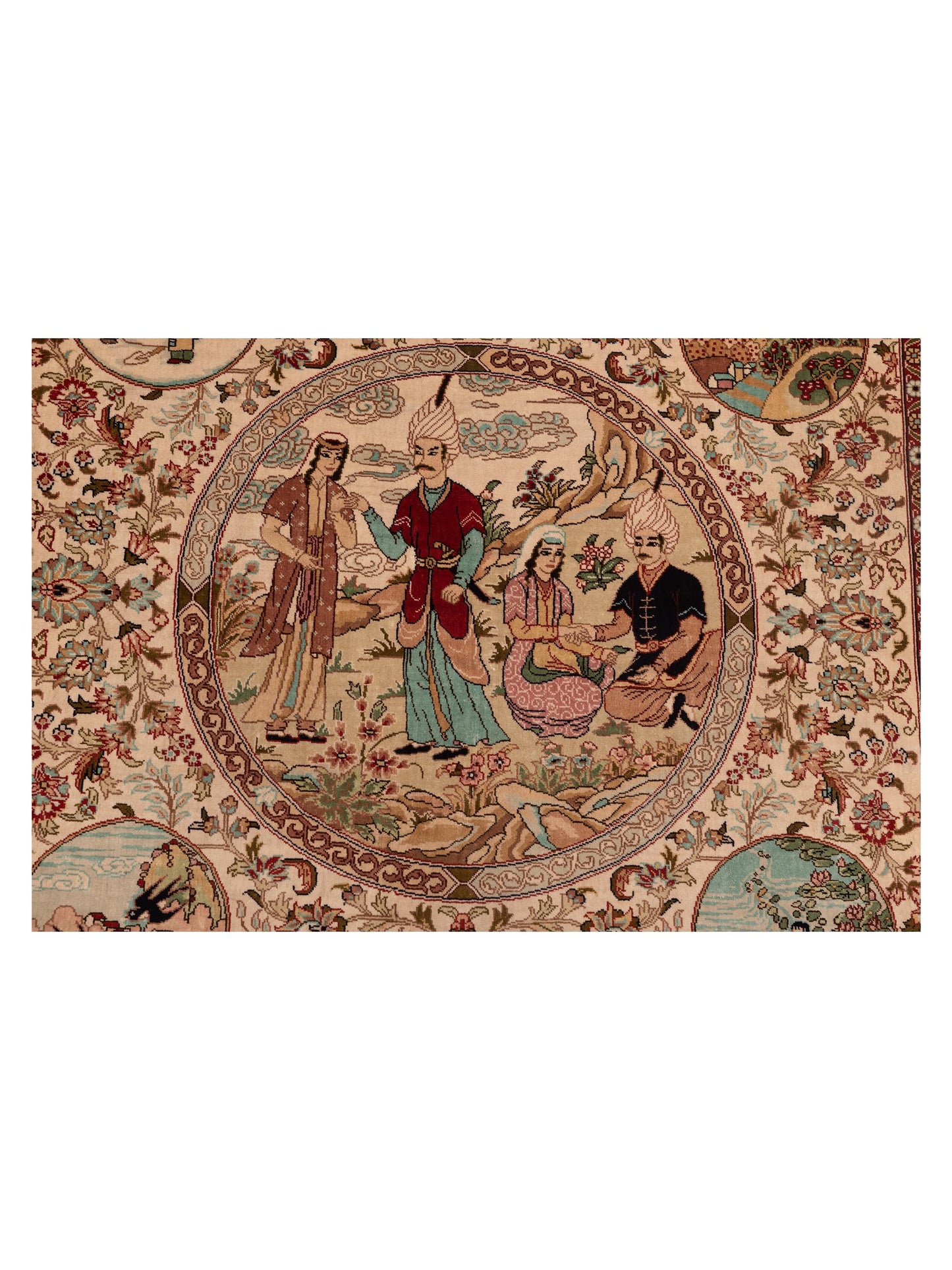 Pure Silk 125288 Ivory Beige 3.1x3.1 Hand Knotted Rug