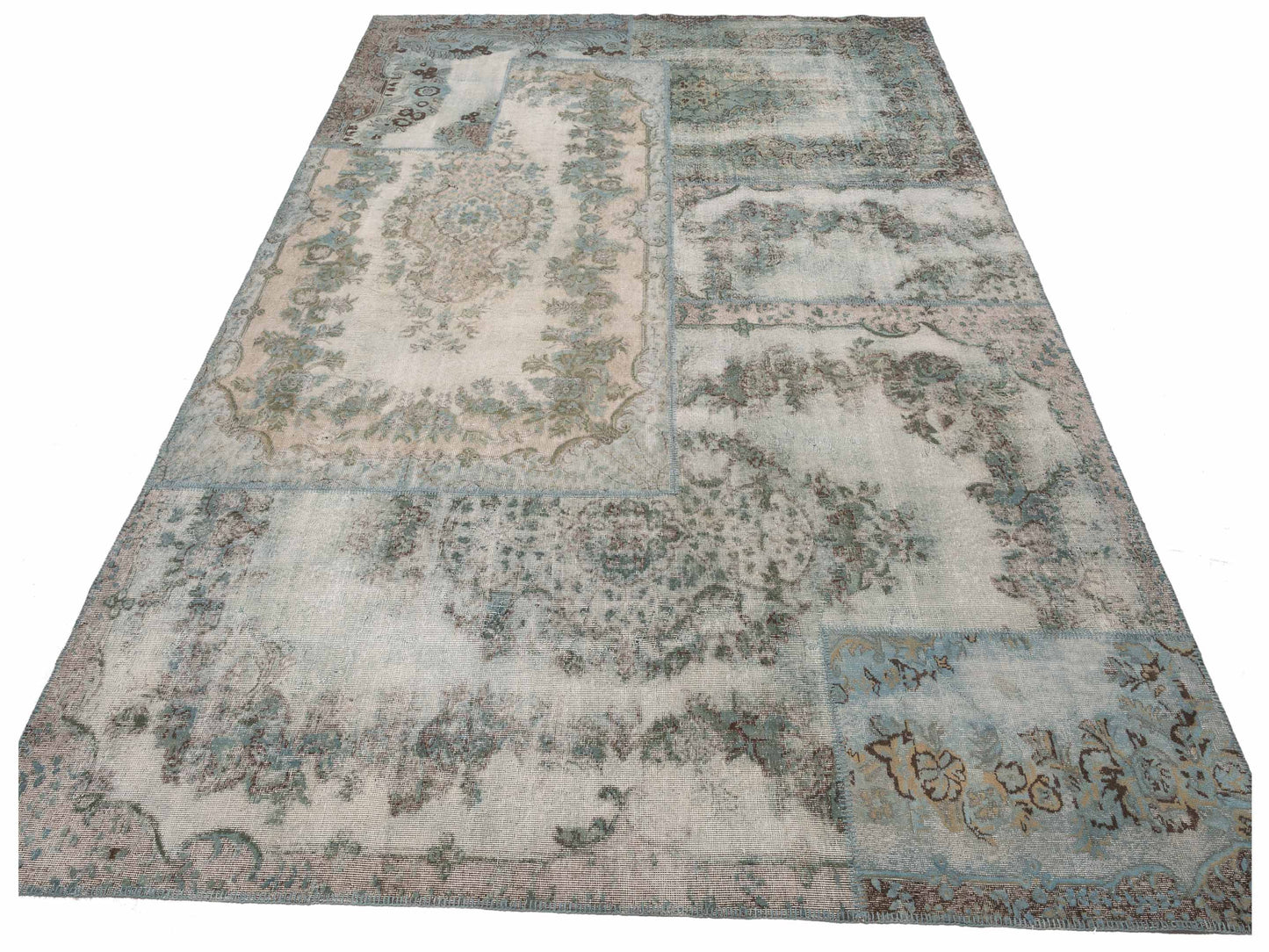 Turkish Vestige Patchwork 130972 Blue 10x13.10 Hand Knotted Rug
