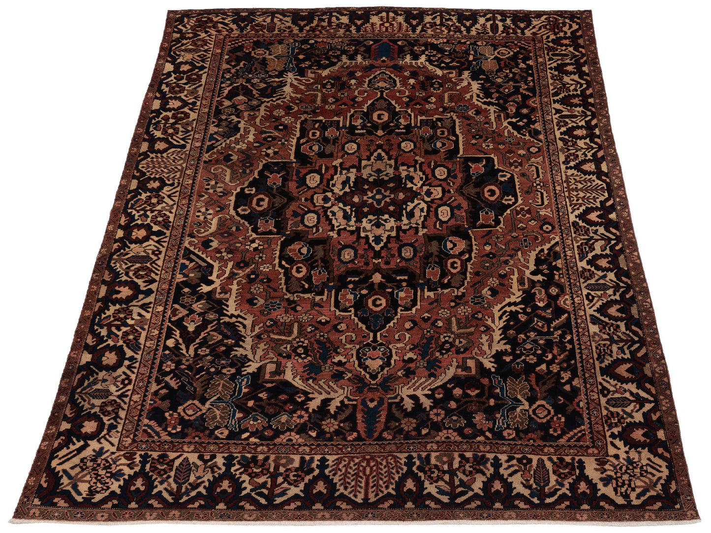 Persian 81330 Pink Ivory 10.6x13.2 Hand Knotted Rug