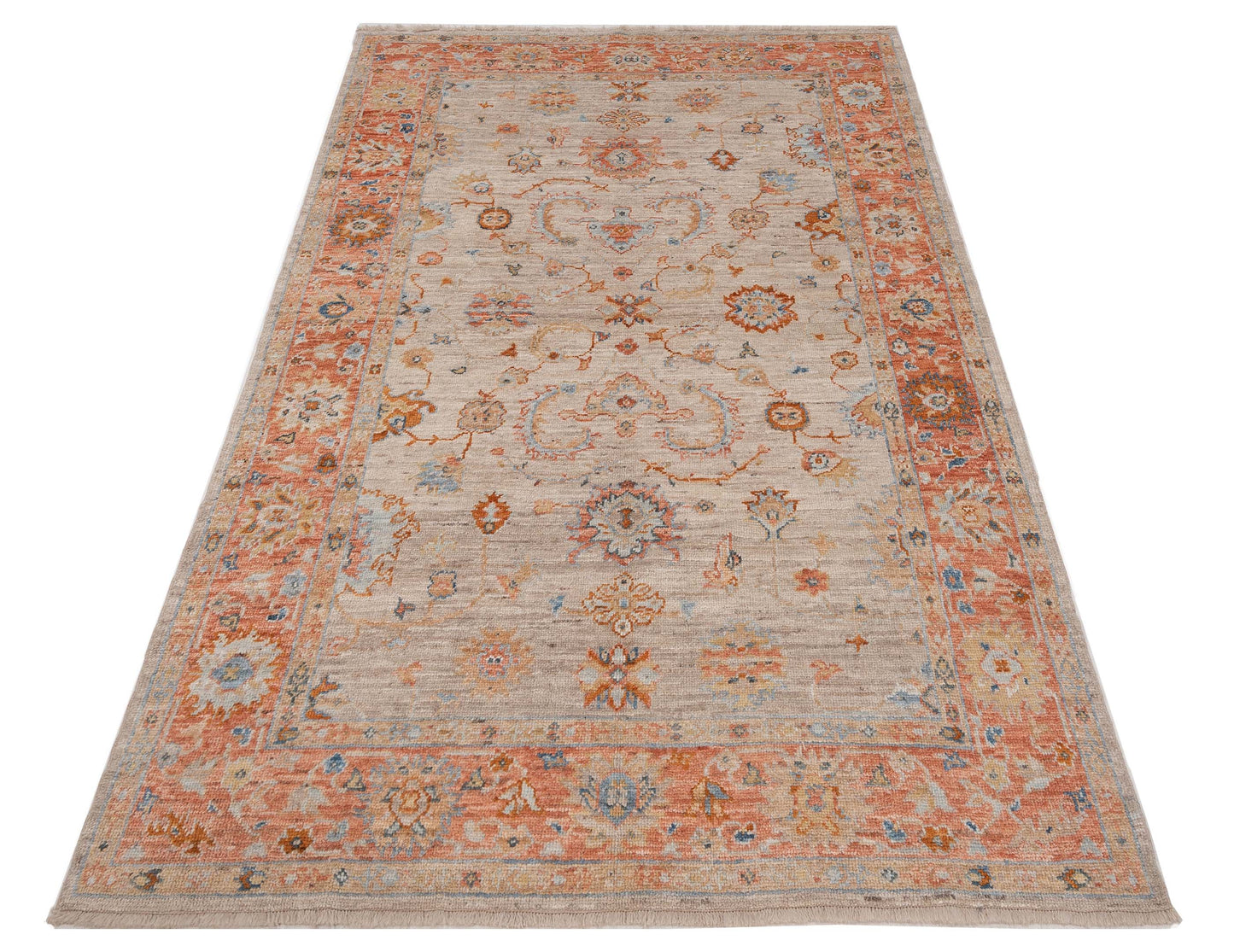 Angora Oushak 149644 Beige Rust 6x8.9 Hand Knotted Rug