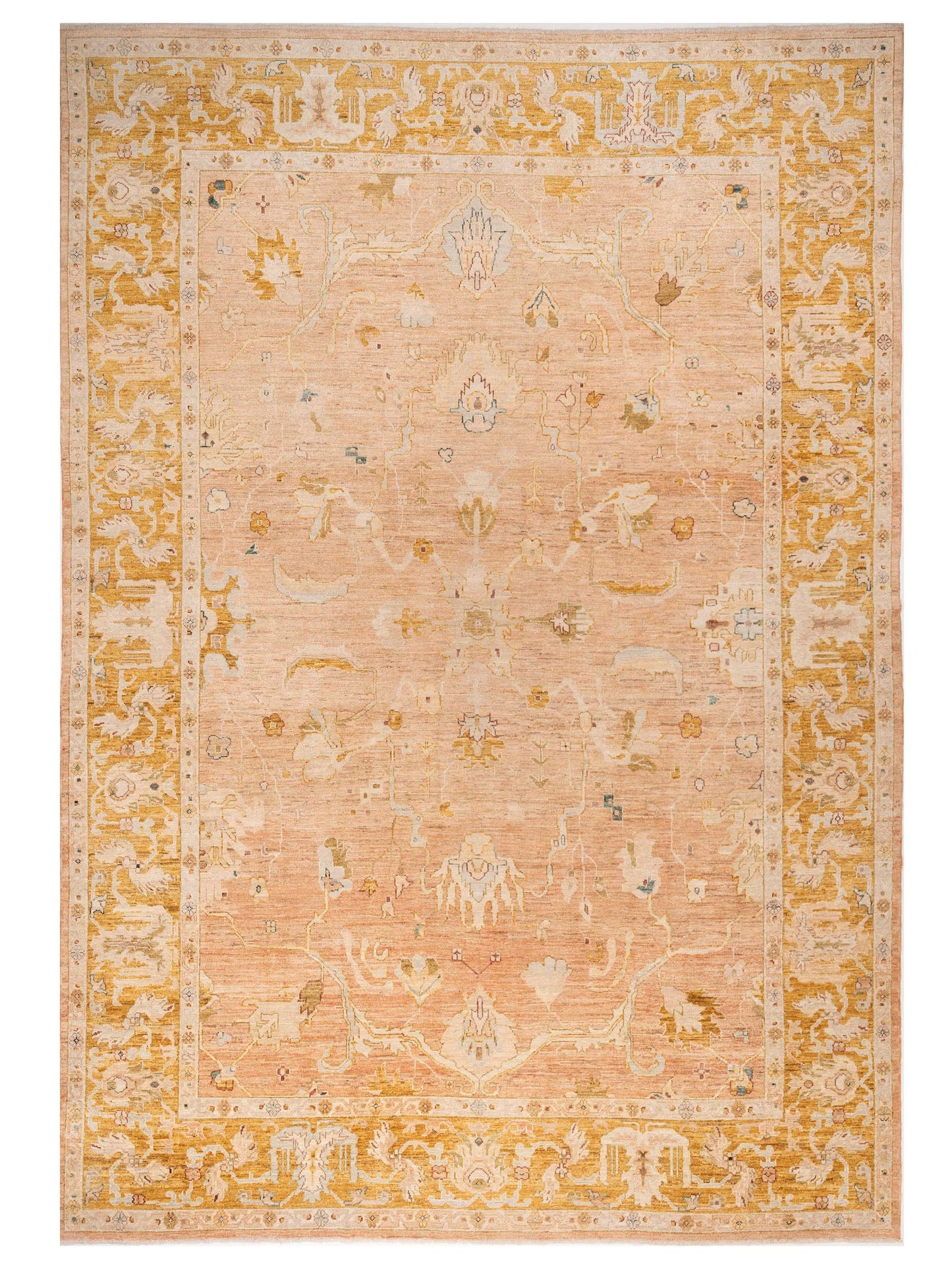 Anadol Angora Oushak  Pink Mustard Traditional