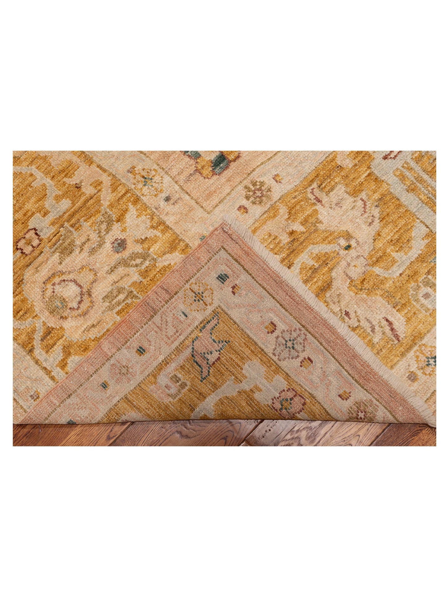Angora Oushak 144545 Pink Mustard 12.5x18.11 Hand Knotted Rug
