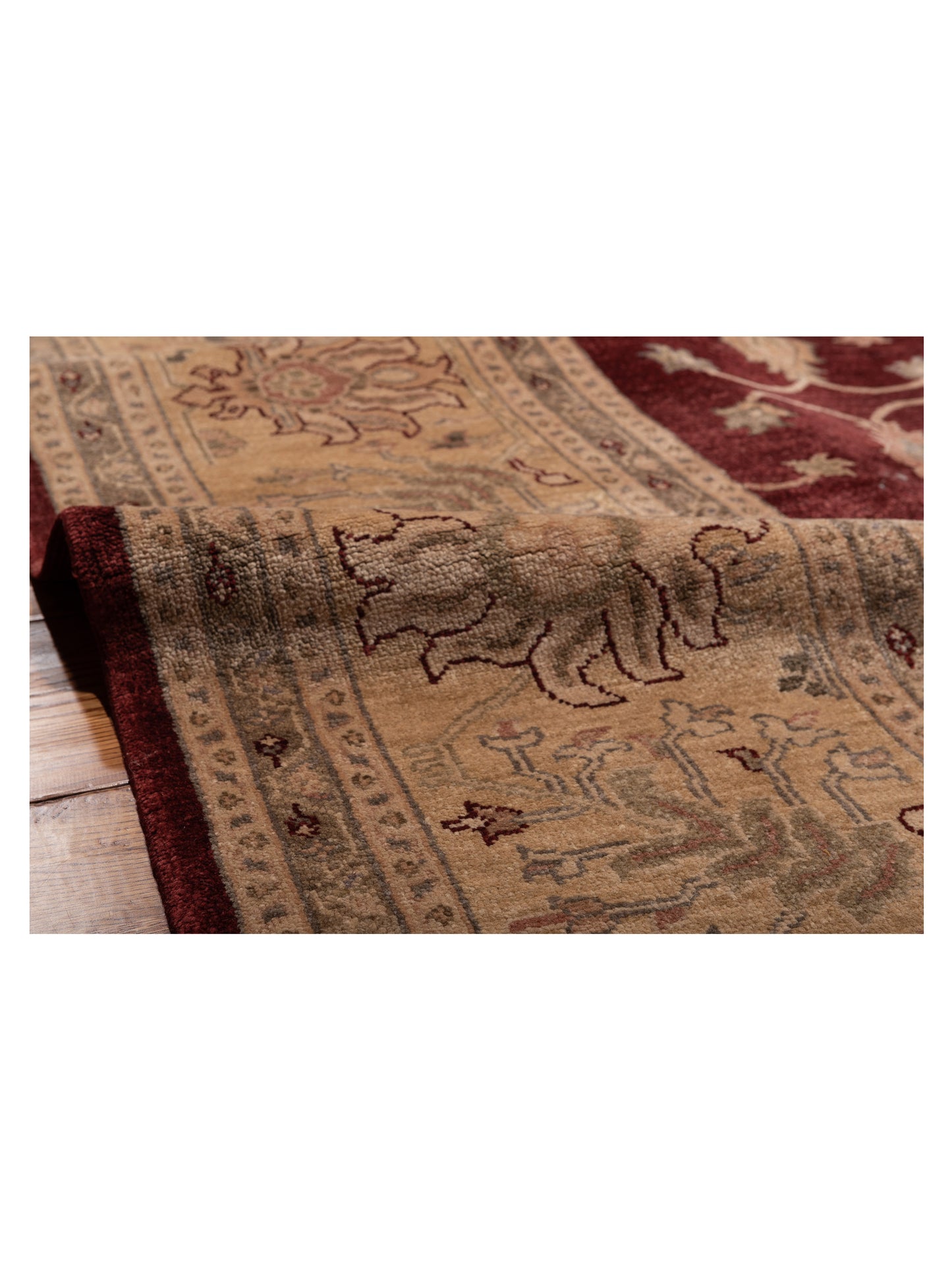 Turkish Elvan 77285 Red Gold 11.11x18 Hand Knotted Rug