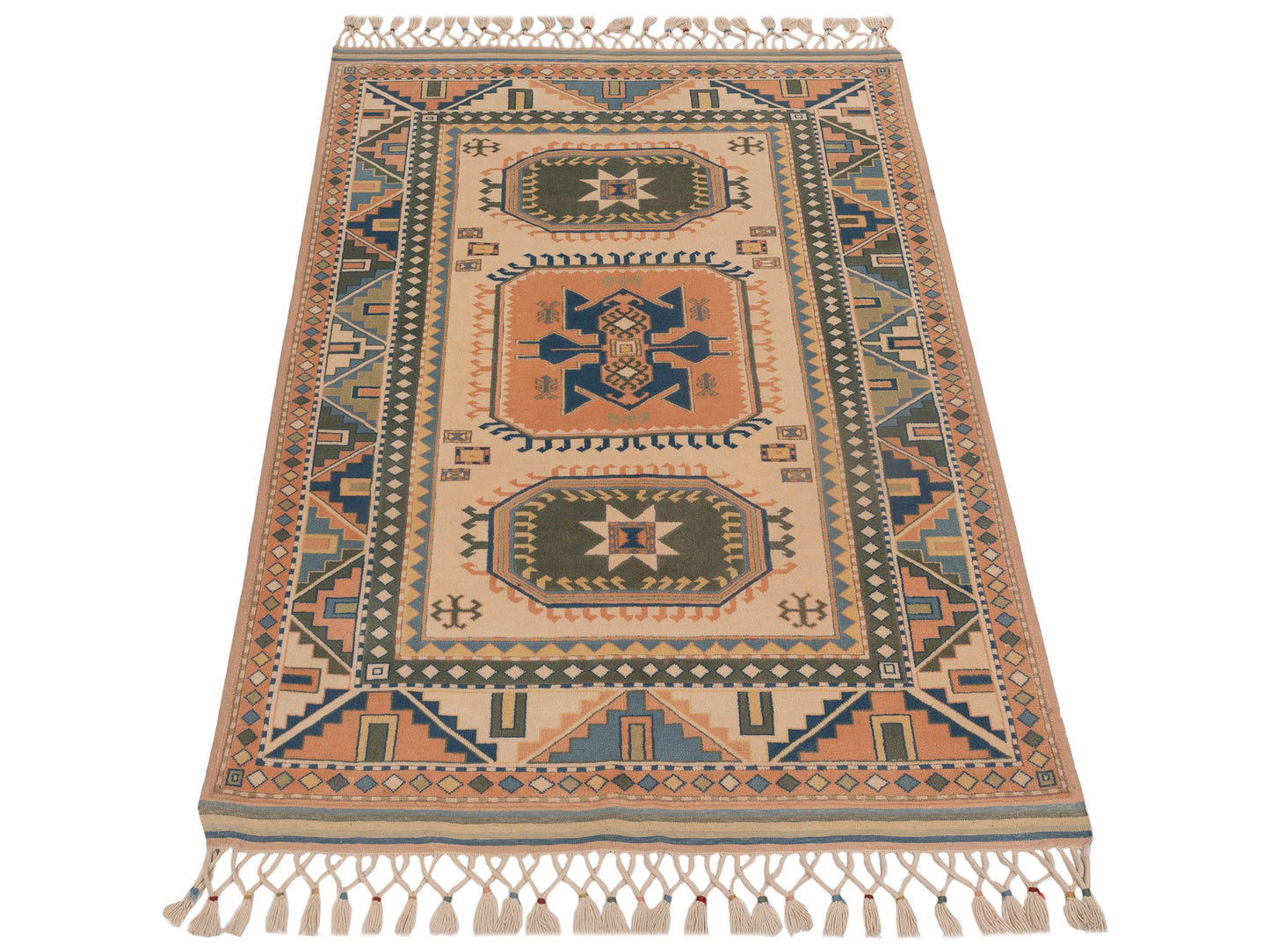 Old Anatolian 108275 Ivory Pink 4.2x5.10 Hand Knotted Rug