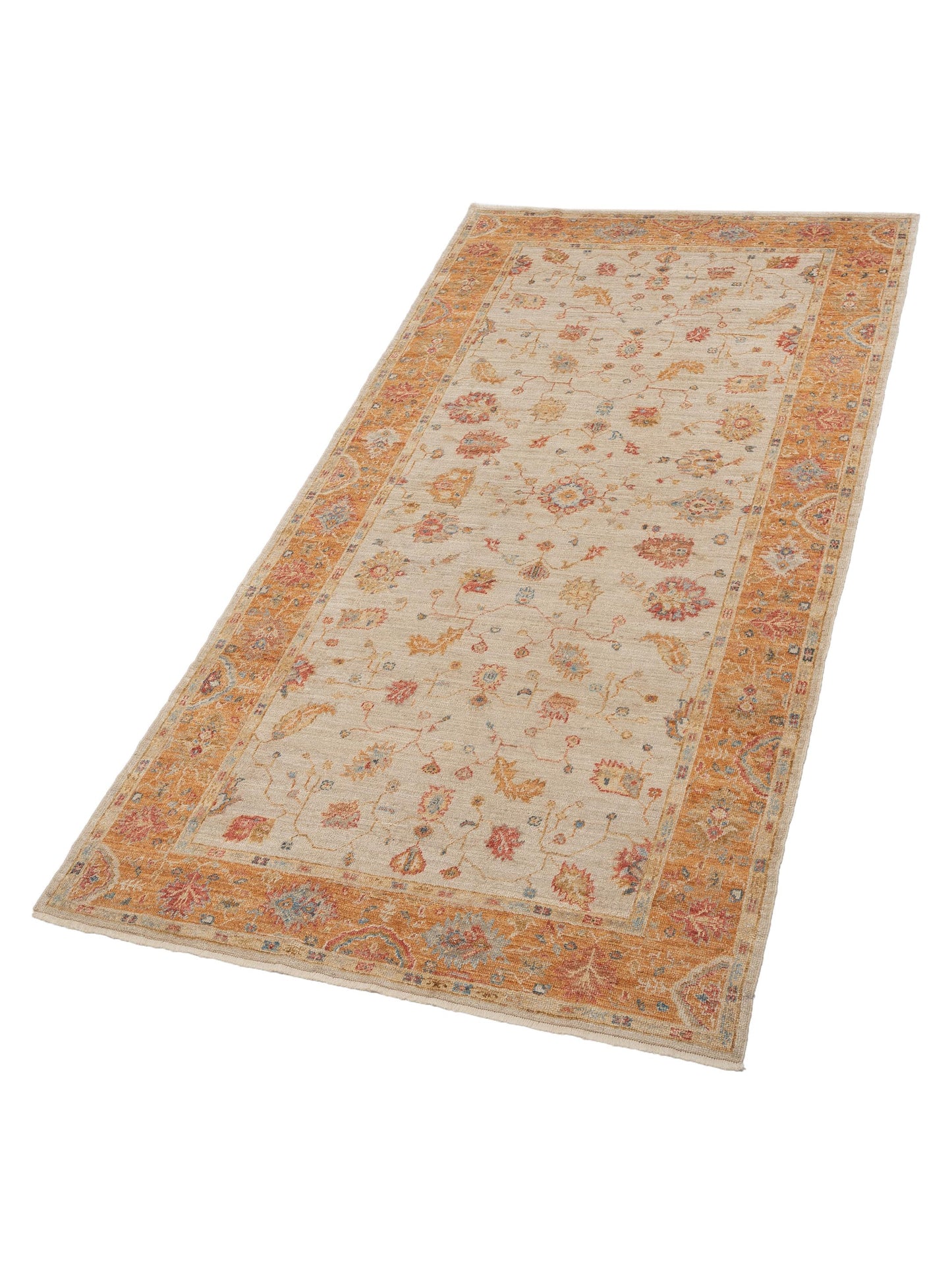 Angora Oushak 133248 Ivory Orange 6.3x12.3 Hand Knotted Rug