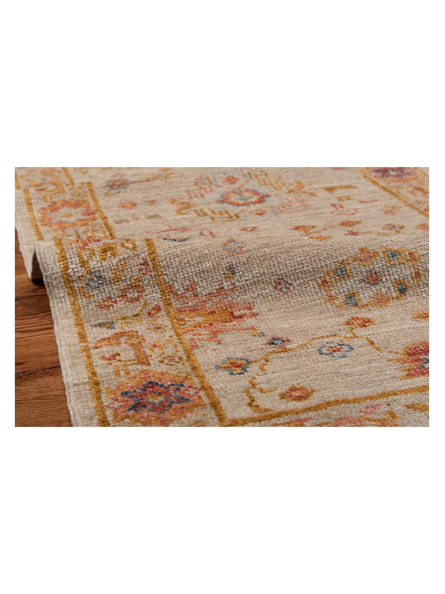 Angora Oushak 146500 Ivory Silver 2.7x13.2 Hand Knotted Rug