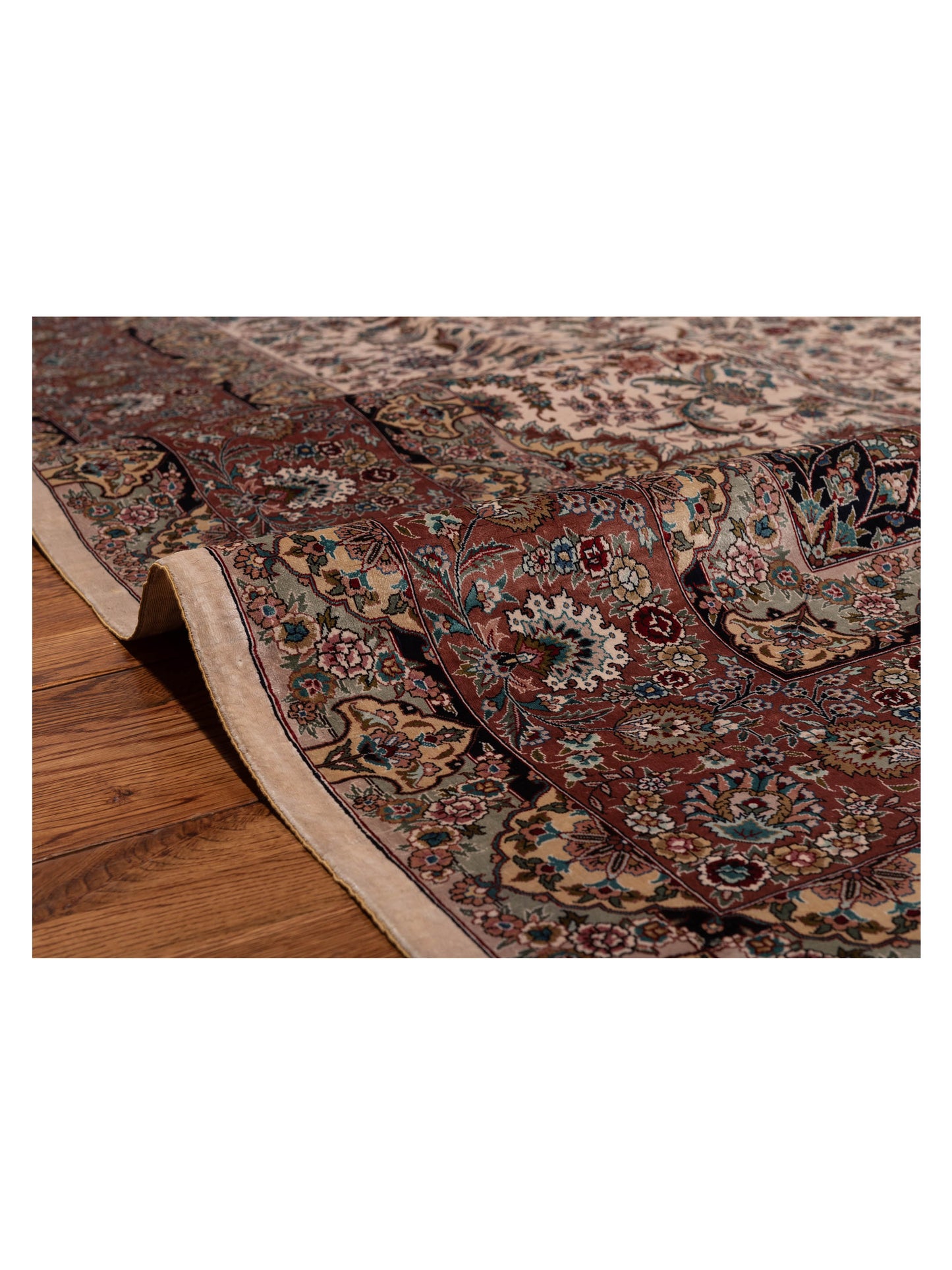 Pure Silk 111474 Ivory Plum 8.2x10 Hand Knotted Rug