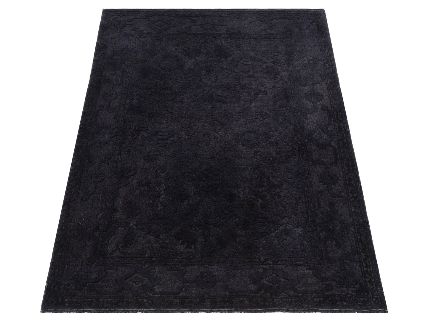 Vintage 113325 Black 5.9x8.4 Hand Knotted Rug