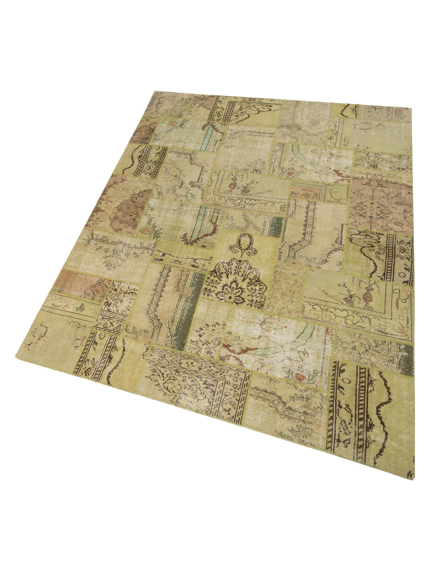 Turkish Vestige Patchwork 113254 Green 9x12 Hand Knotted Rug