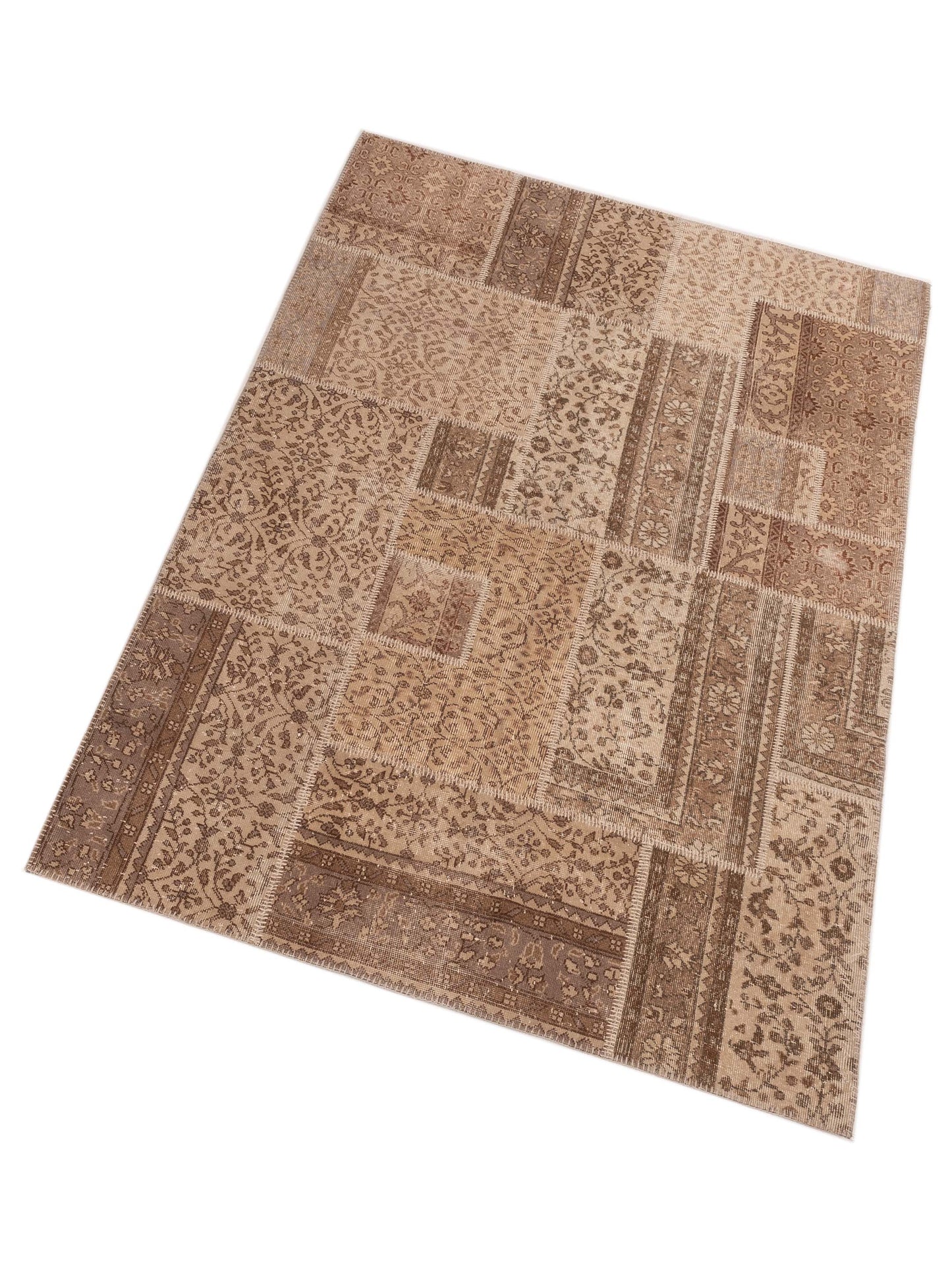 Turkish Vestige Patchwork 114251 Beige 5.7x8.3 Hand Knotted Rug