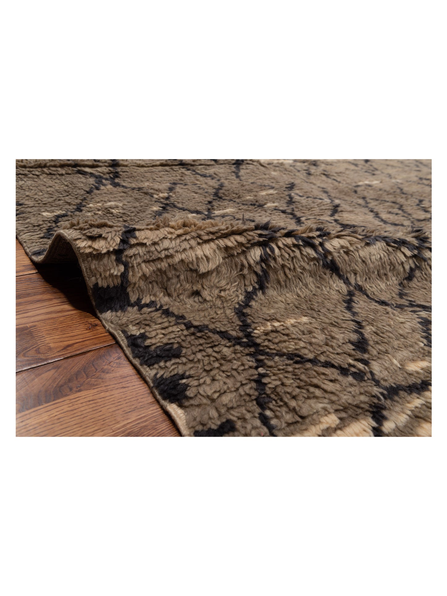 Berber Aspendos Brown Charcoal 7.9x9.10 Hand Knotted Rug