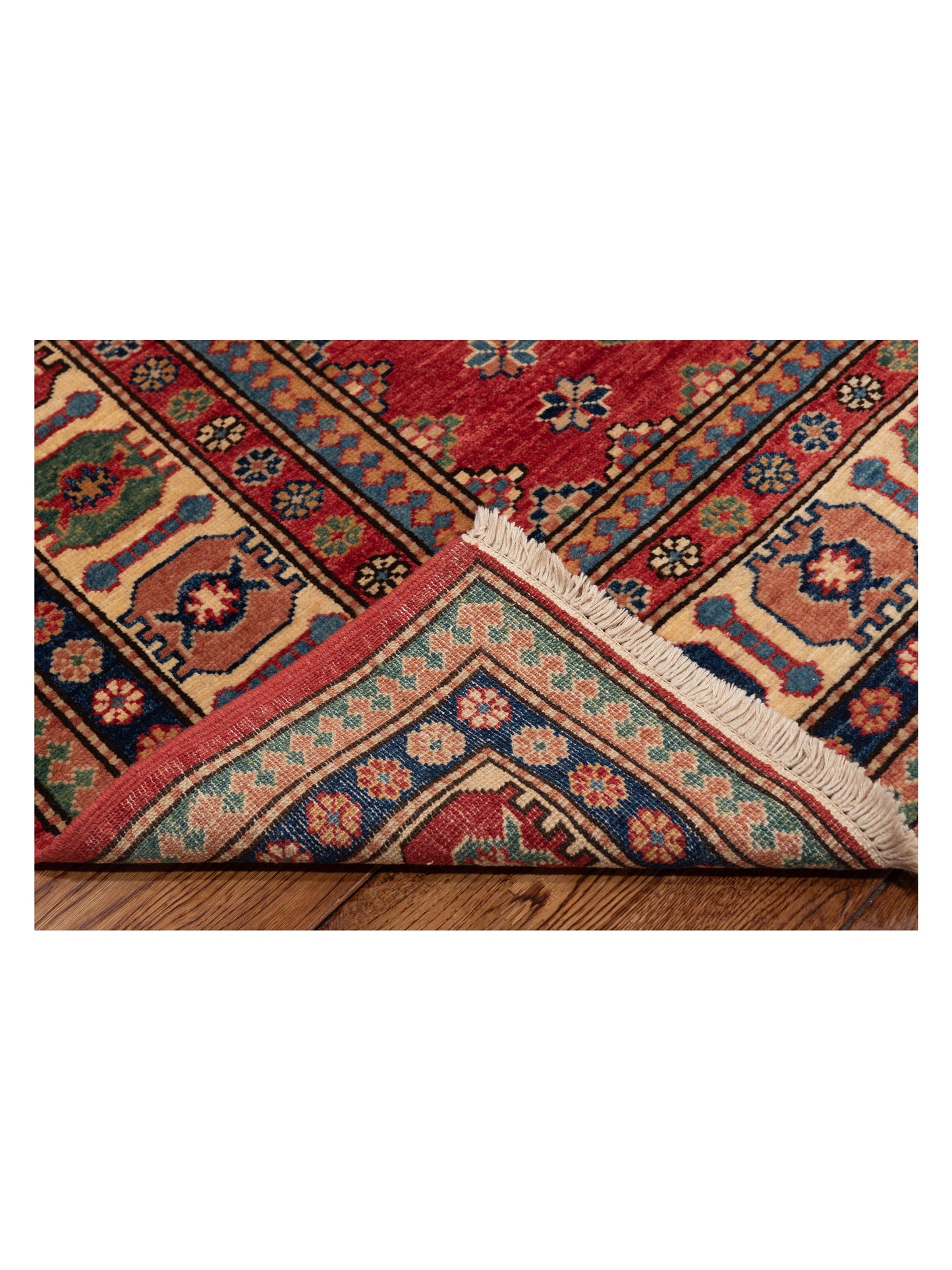 Artisan Kazak 146081 Red Ivory 5.7x8.3 Hand Knotted Rug