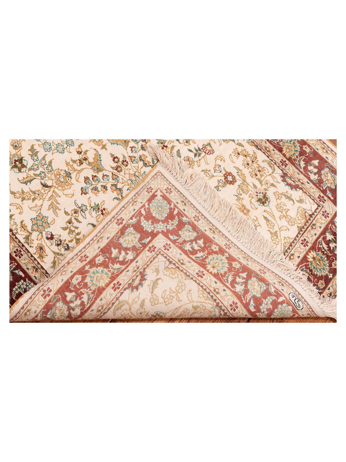 Pure Silk 122460 Ivory Red 2.7x8.2 Hand Knotted Rug