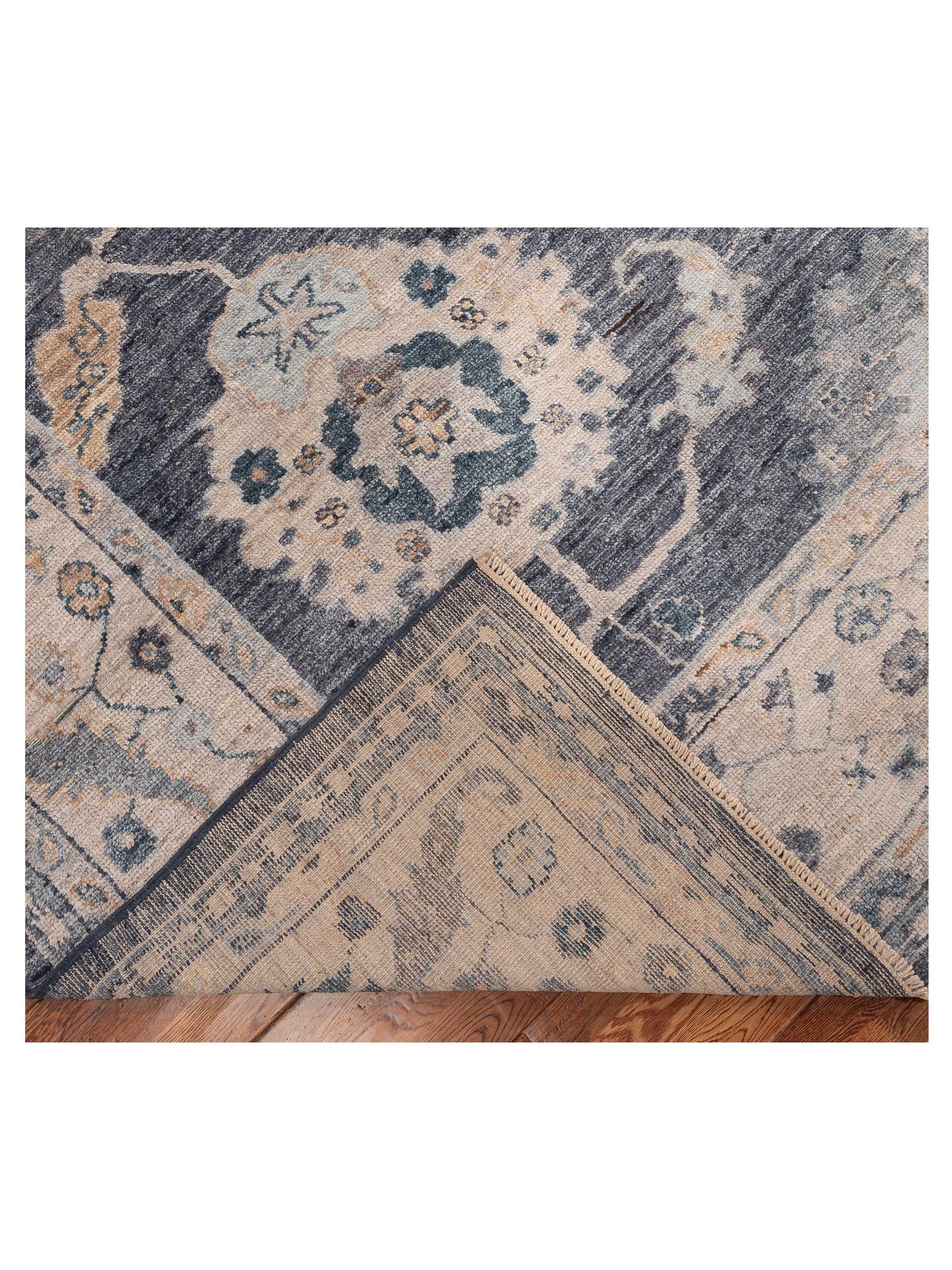 Angora Oushak 154988 Blue Ivory 8.11x11.4 Hand Knotted Rug