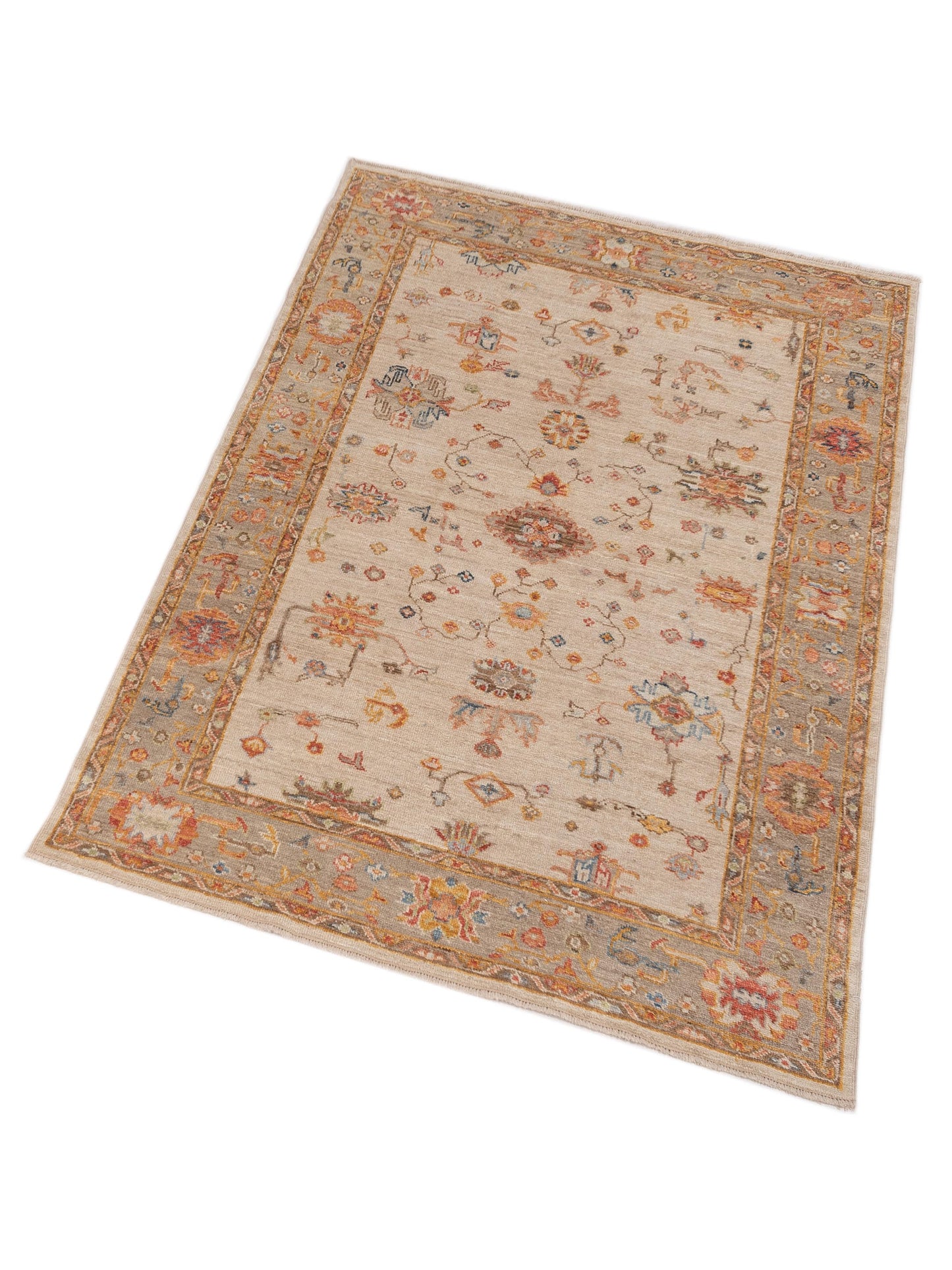 Angora Oushak 150281 Beige Brown 6.1x8.11 Hand Knotted Rug