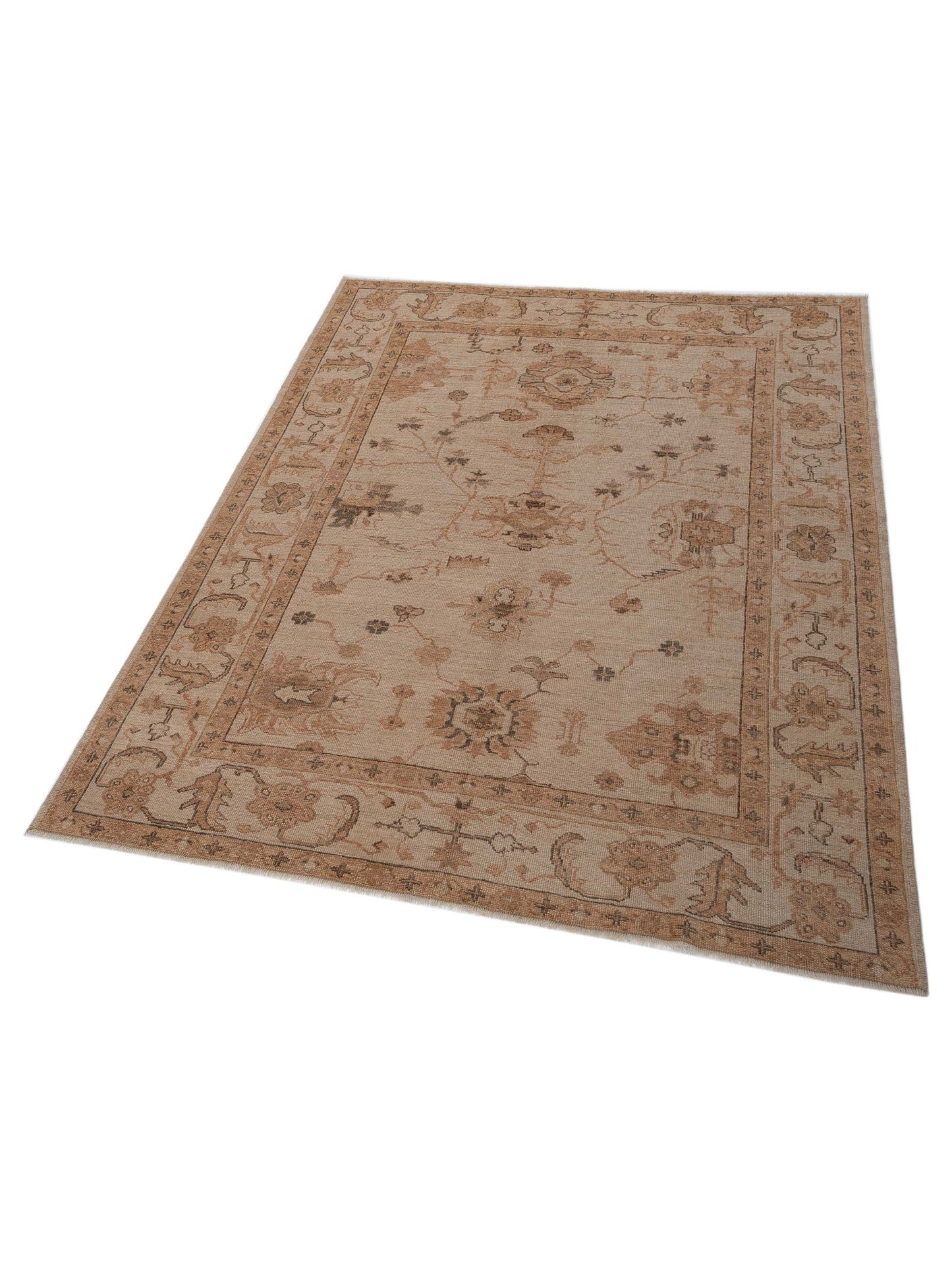 Angora Oushak 94651 Ivory Ivory 7x8.10 Hand Knotted Rug