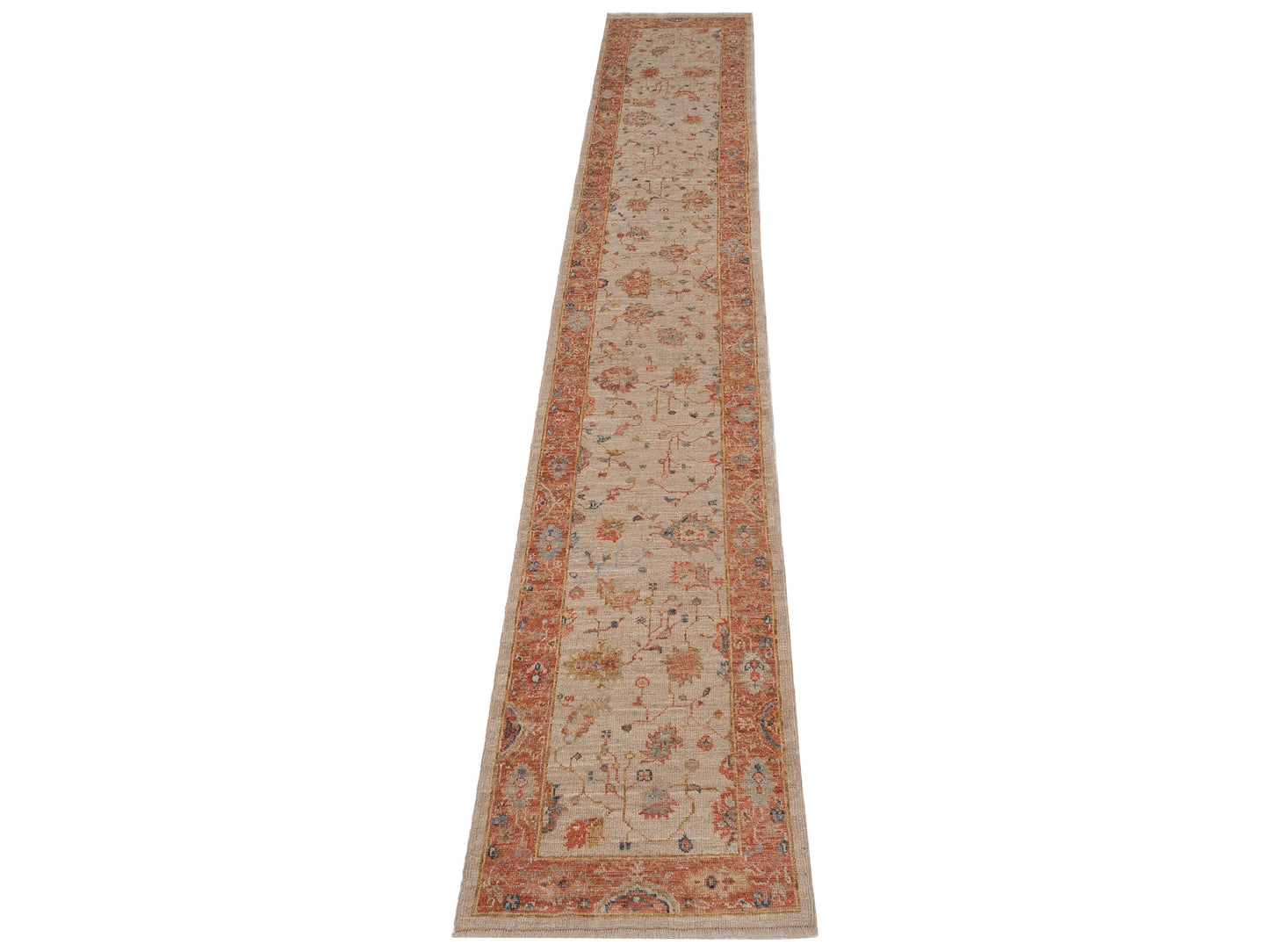 Angora Oushak 149512 Ivory Rust 2.6x15.3 Hand Knotted Rug