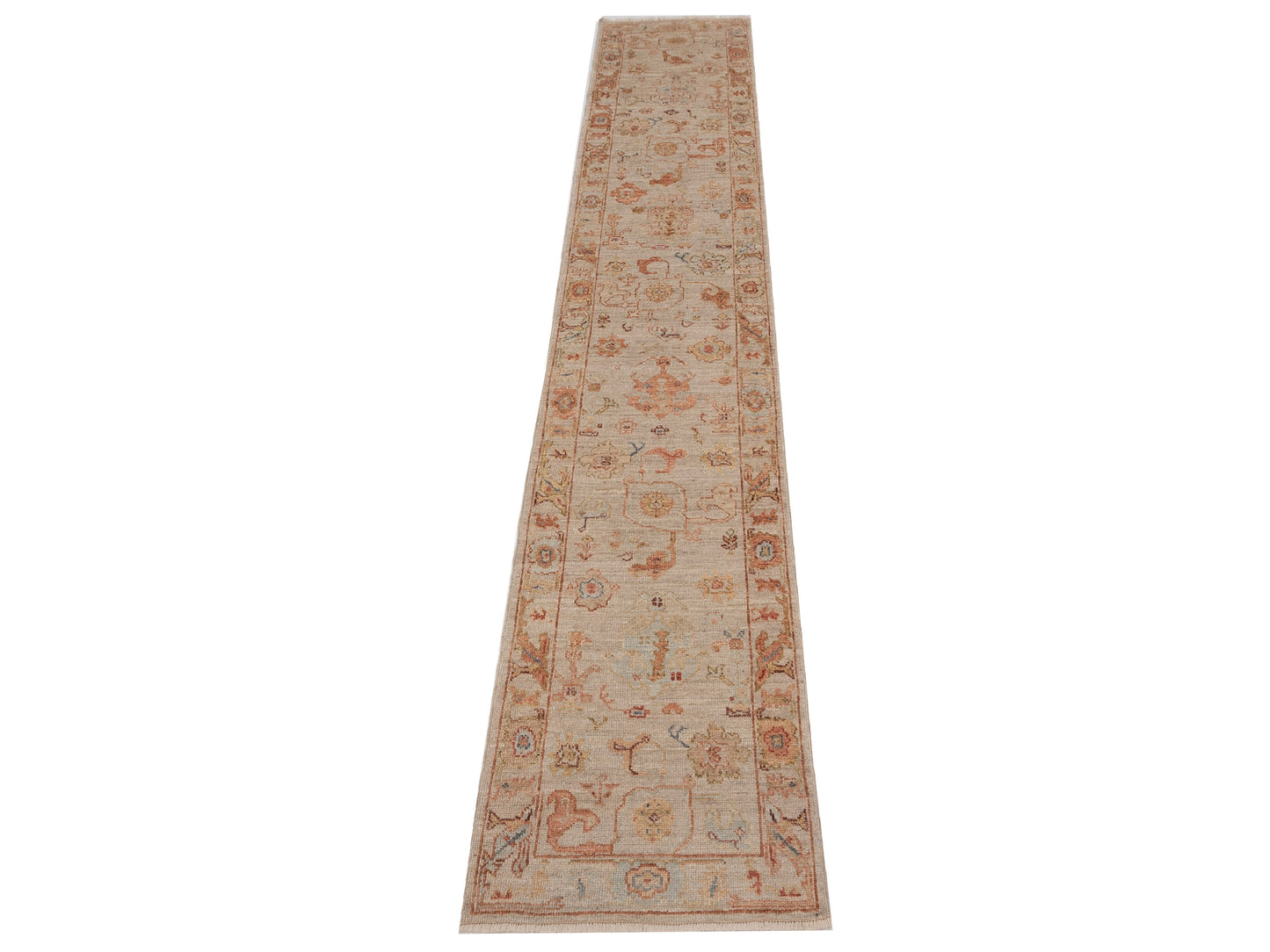 Angora Oushak 149351 Beige Beige 2.6x14.3 Hand Knotted Rug