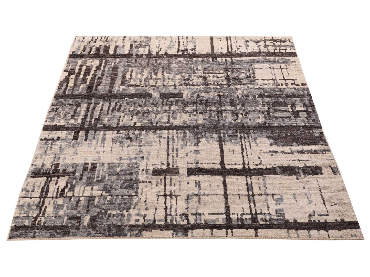 Atlas 156037 Gray Ivory 8x9.4 Hand Knotted Rug