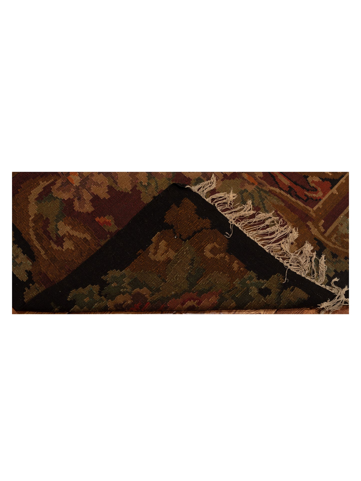 Old Basserabian Kilim 103881 Black Brown 7.6x11.6 Hand Woven Rug