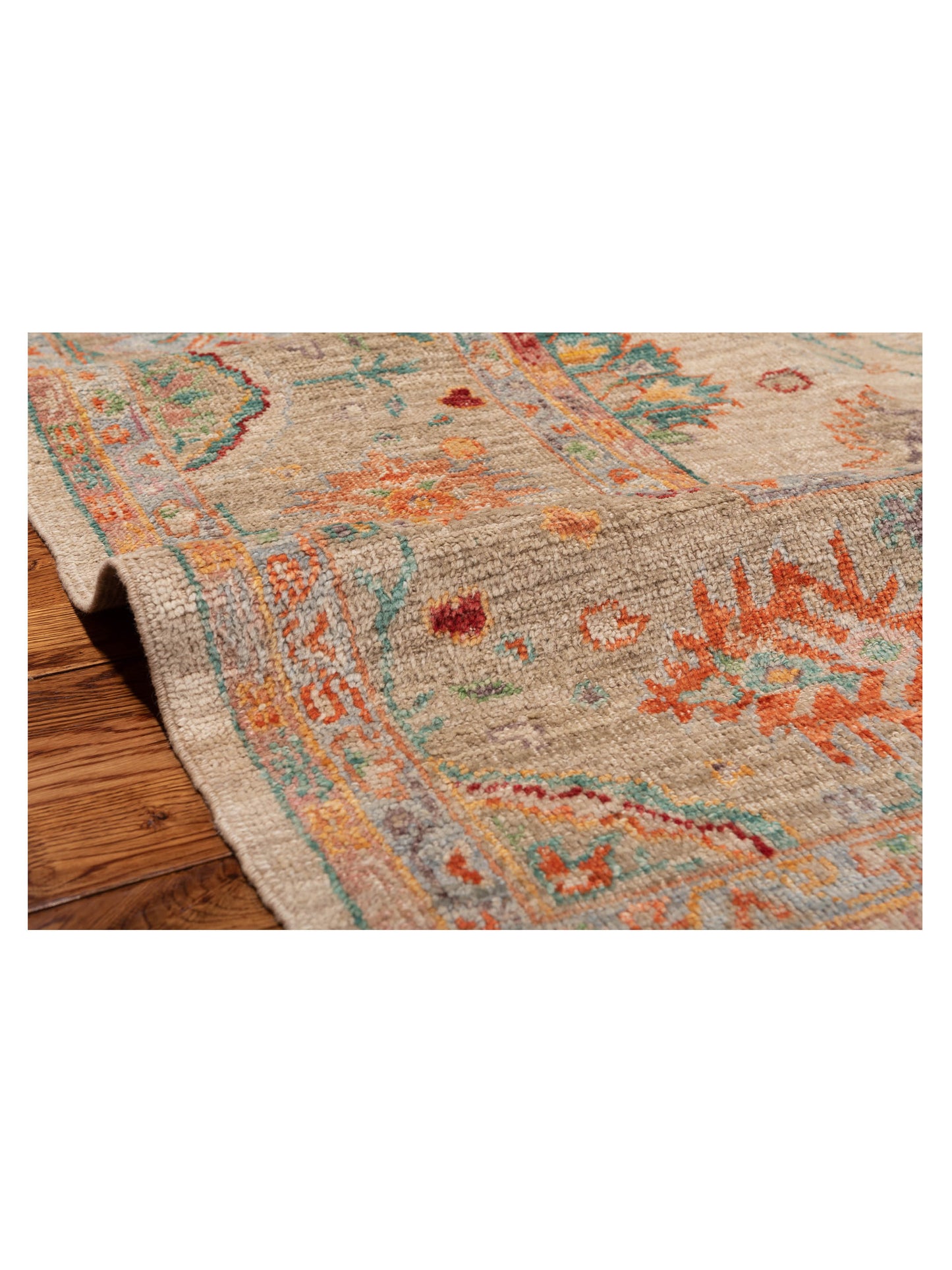 Angora Oushak 149916 Ivory Light Brown 10x13.5 Hand Knotted Rug