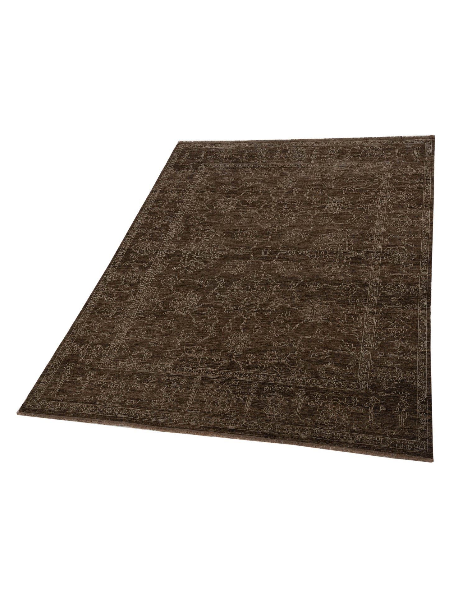 Defne Opal Brown Ice Blue 8.1x9.9 Hand Knotted Rug