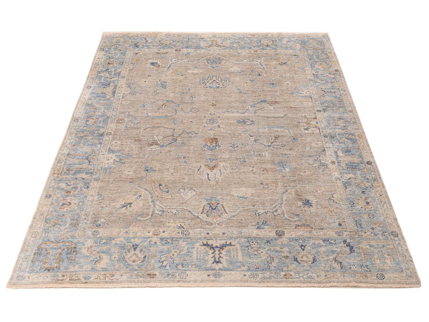 Angora Oushak 154237 Gray Blue 9x11.6 Hand Knotted Rug