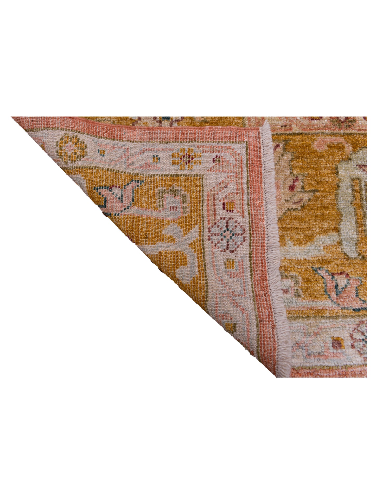 Angora Oushak 144546 Pink Mustard 10.7x14.5 Hand Knotted Rug