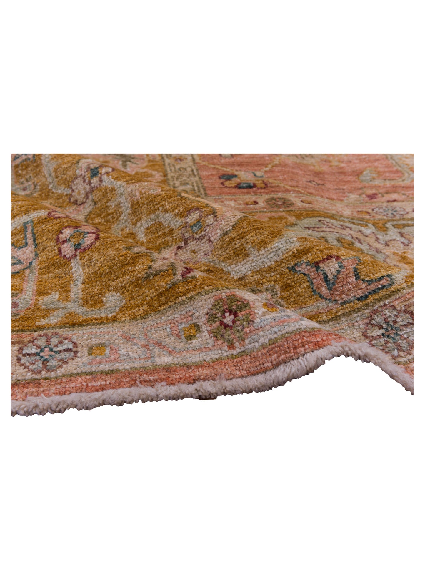 Angora Oushak 144546 Pink Mustard 10.7x14.5 Hand Knotted Rug