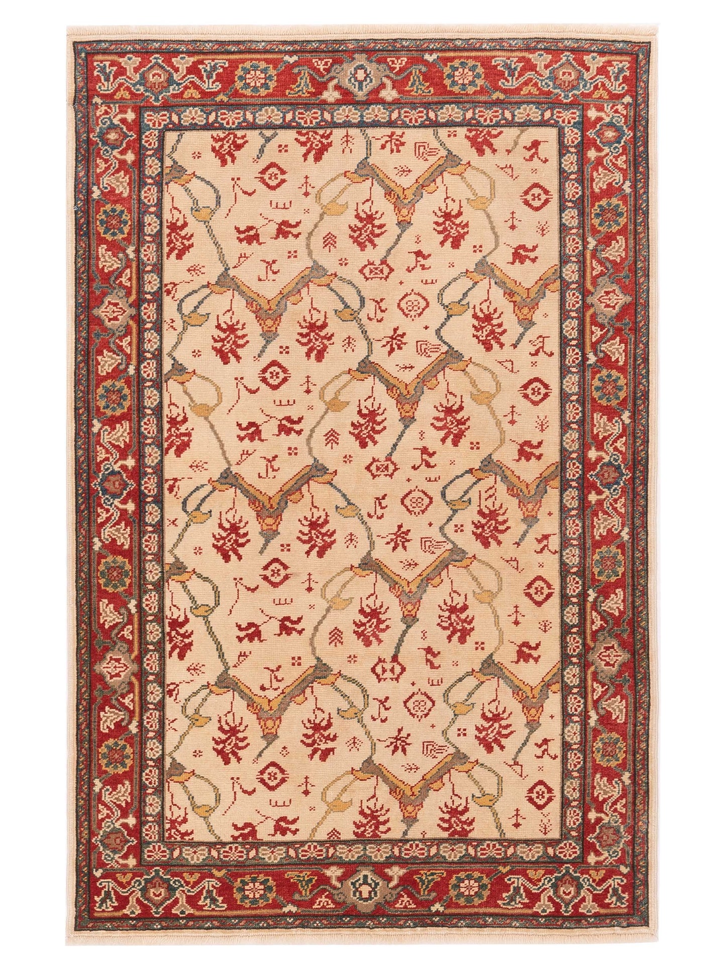 Pasha Antique Loom  Ivory Red Traditional