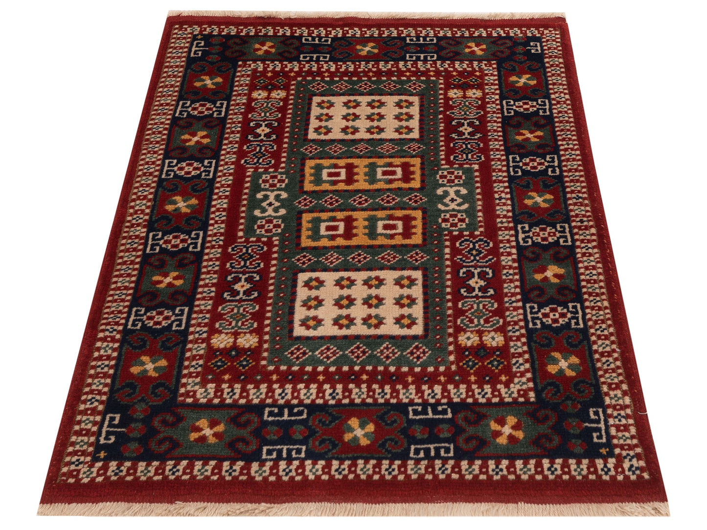Turkish Shirwan 145147 Green Navy 3.2x4 Hand Knotted Rug