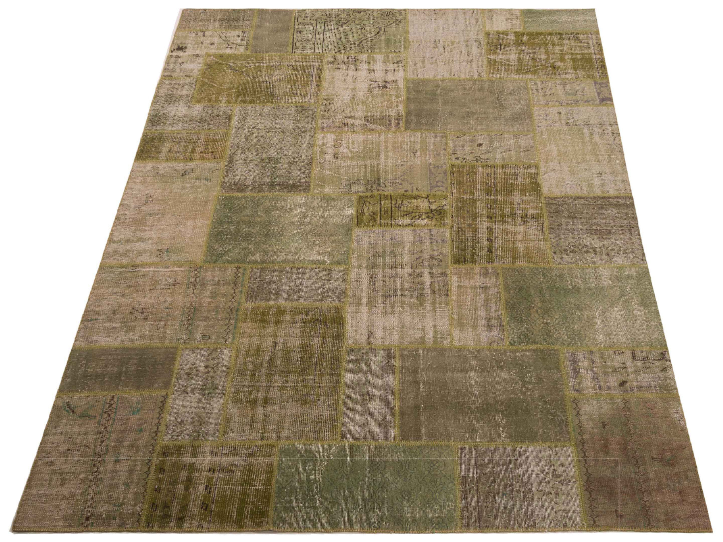 Turkish Vestige Patchwork 114861 Green 9x12 Hand Knotted Rug