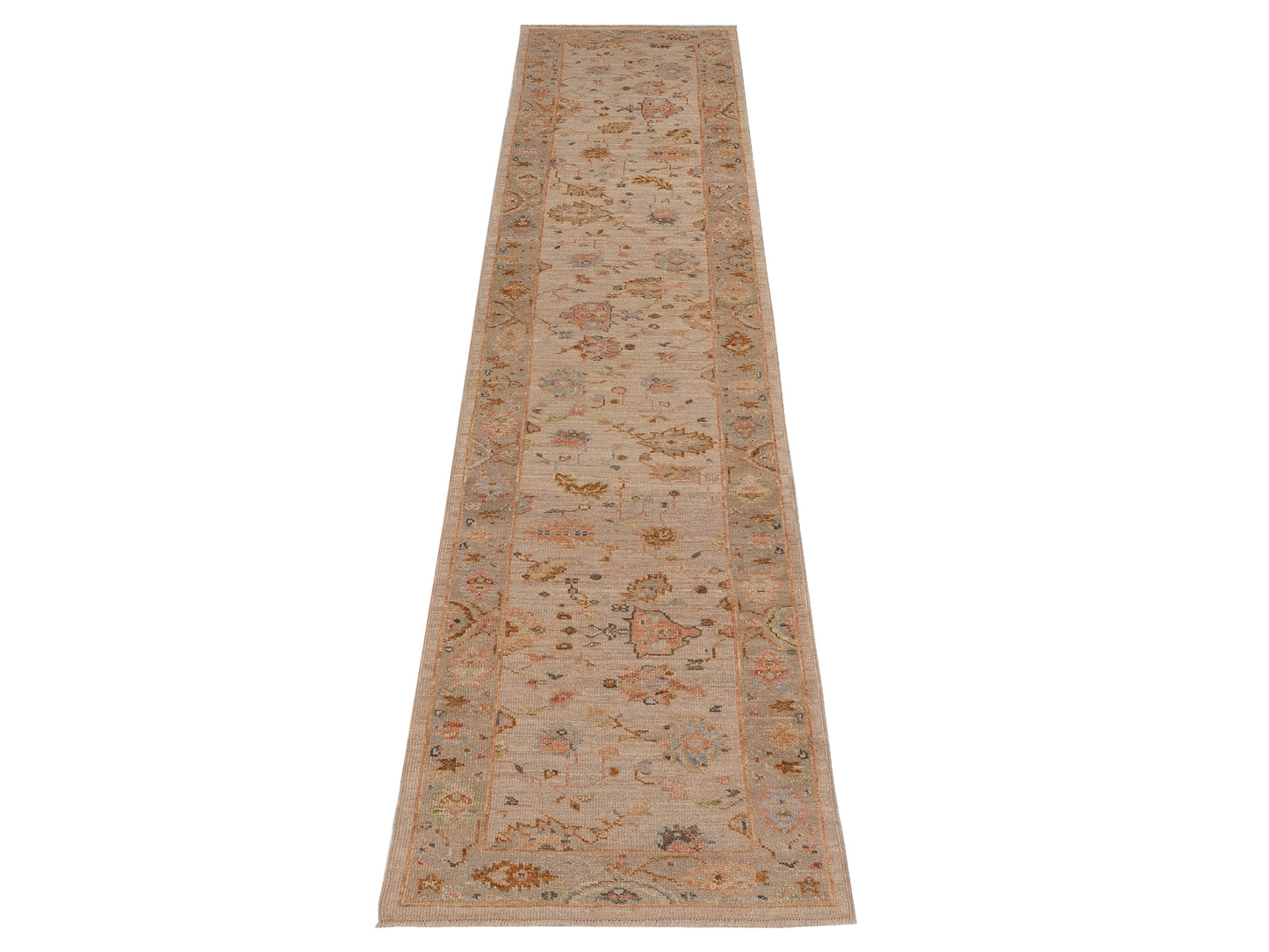 Angora Oushak 150400 Beige Brown 2.7x15.5 Hand Knotted Rug