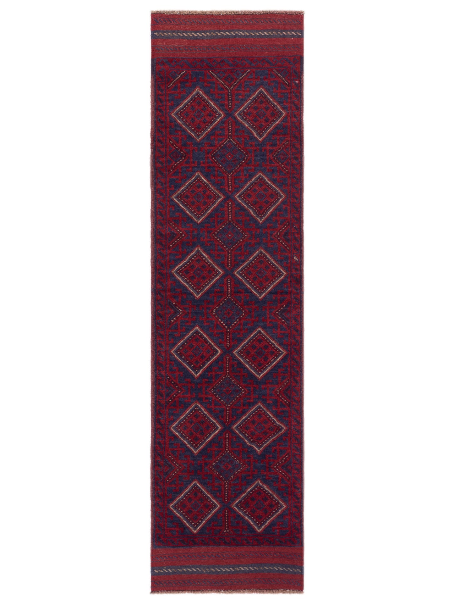 Nomad Afghan Soumak  Charcoal Red Tribal