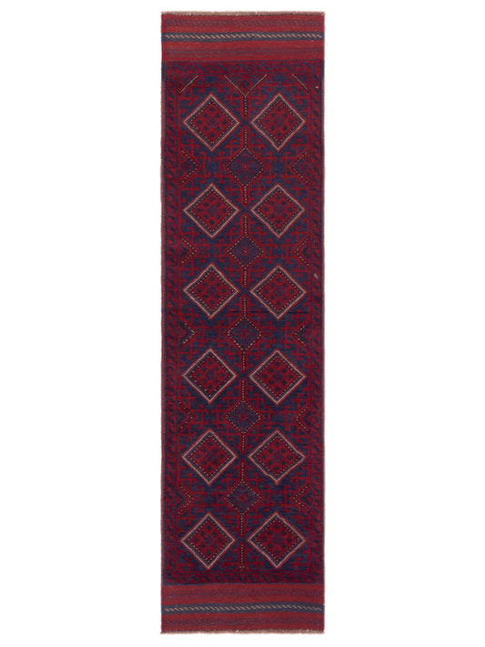 Nomad Afghan Soumak  Charcoal Red Tribal