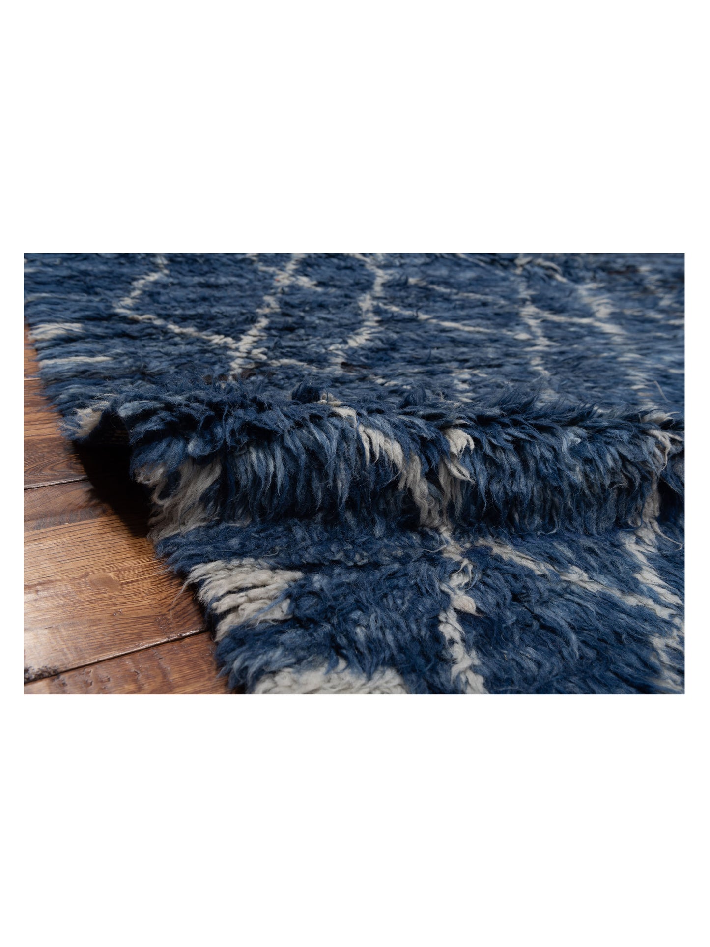 Berber Aspendos Dark Blue Silver 10x14 Hand Knotted Rug