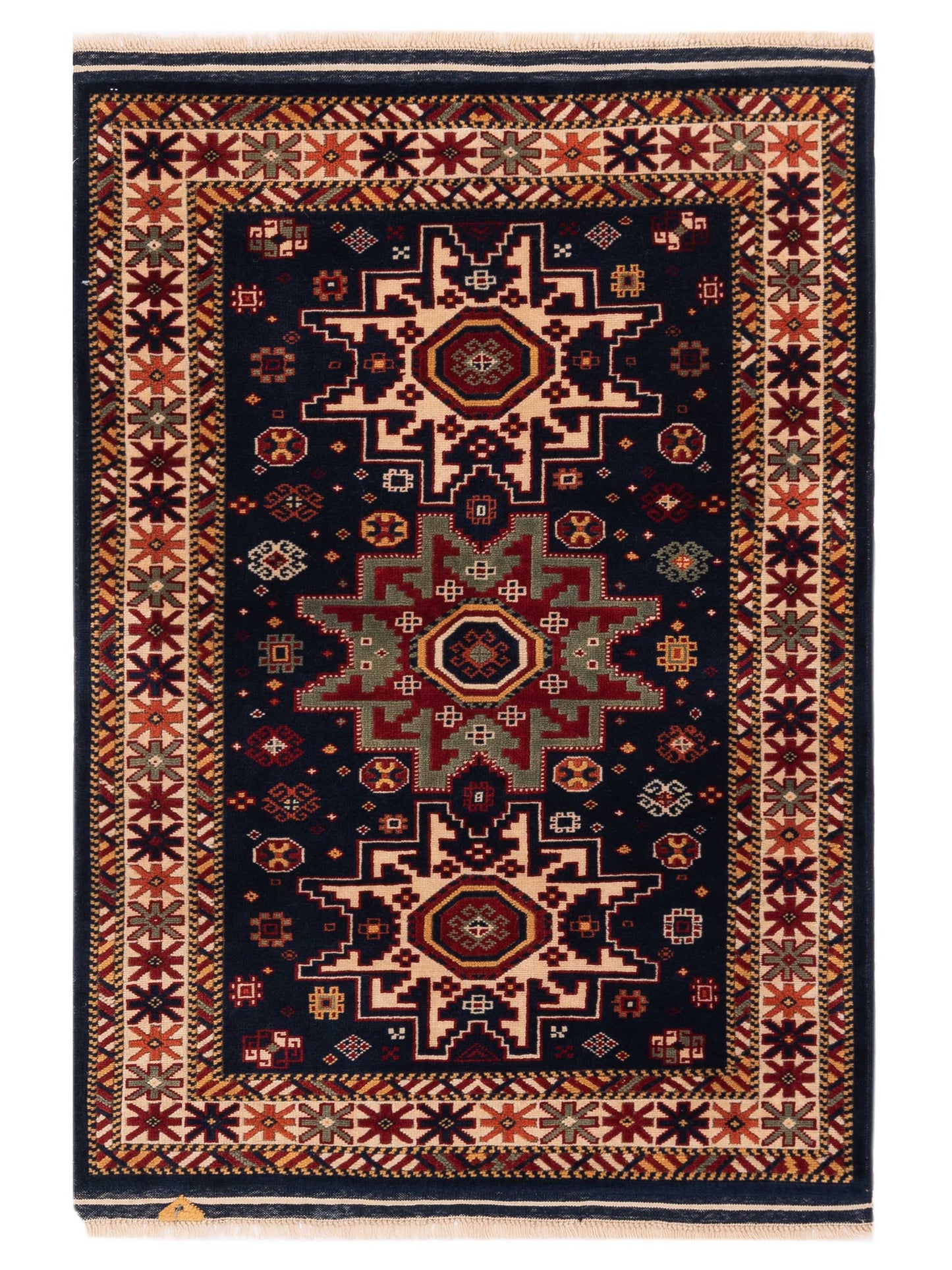 Pasha Turkish Shirwan  Navy Ivory Traditional