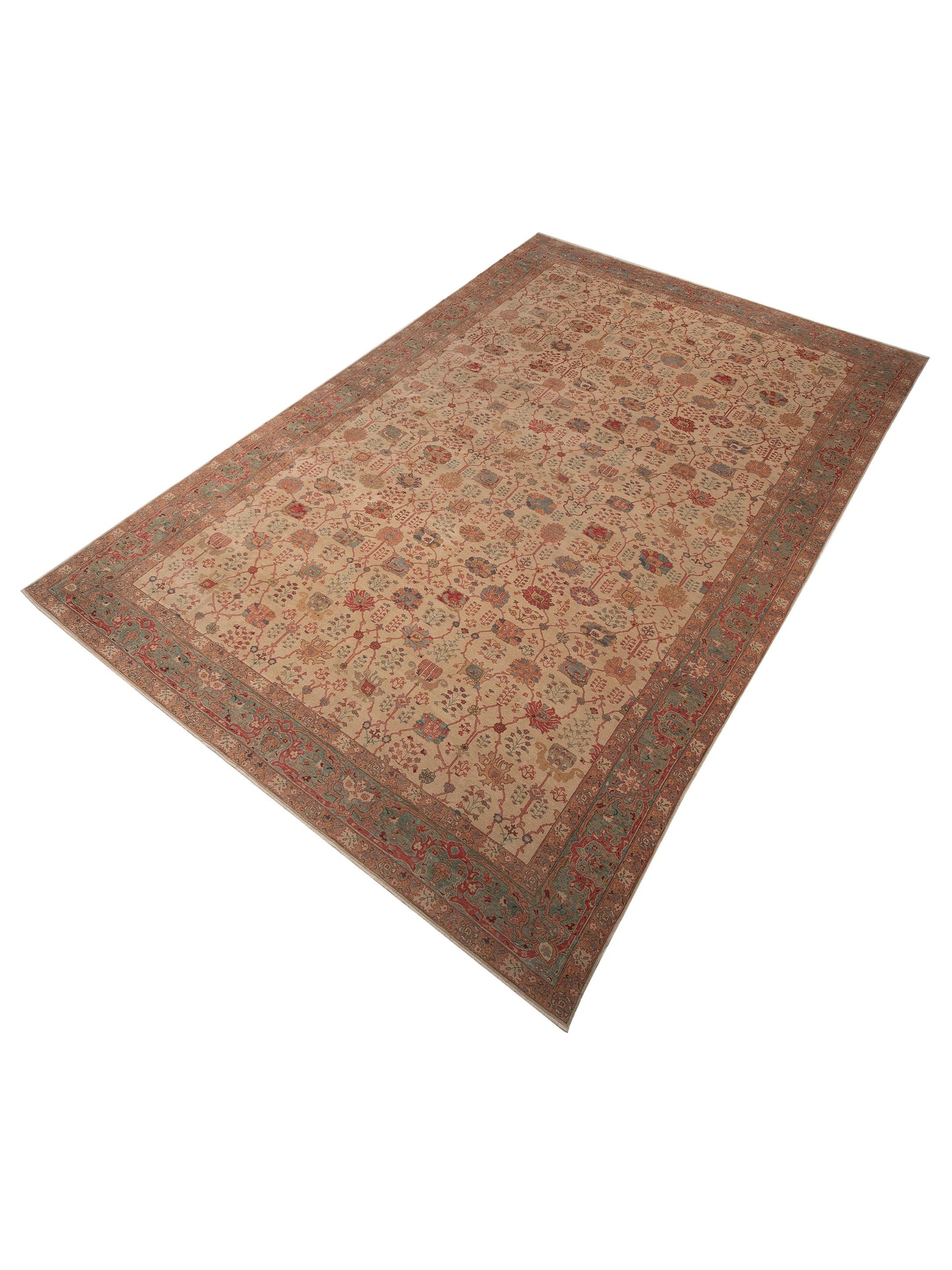 Antique Loom 98154 Ivory Blue 14.4x21.10 Hand Knotted Rug