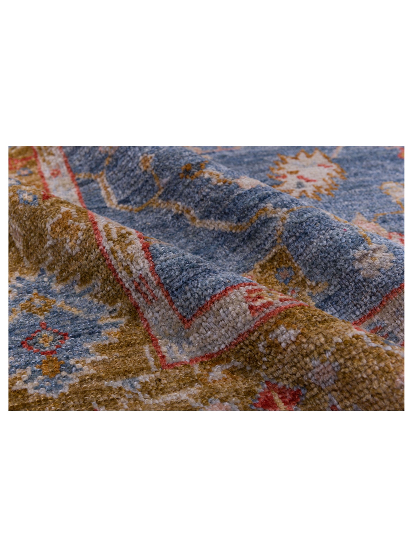 Angora Oushak 144638 Blue Brown 6.2x14.6 Hand Knotted Rug