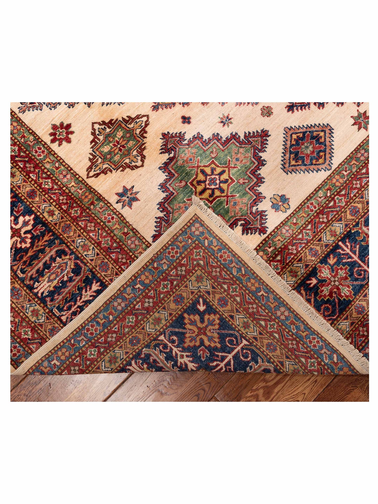 Artisan Kazak 151991 Ivory Navy 8.11x12 Hand Knotted Rug