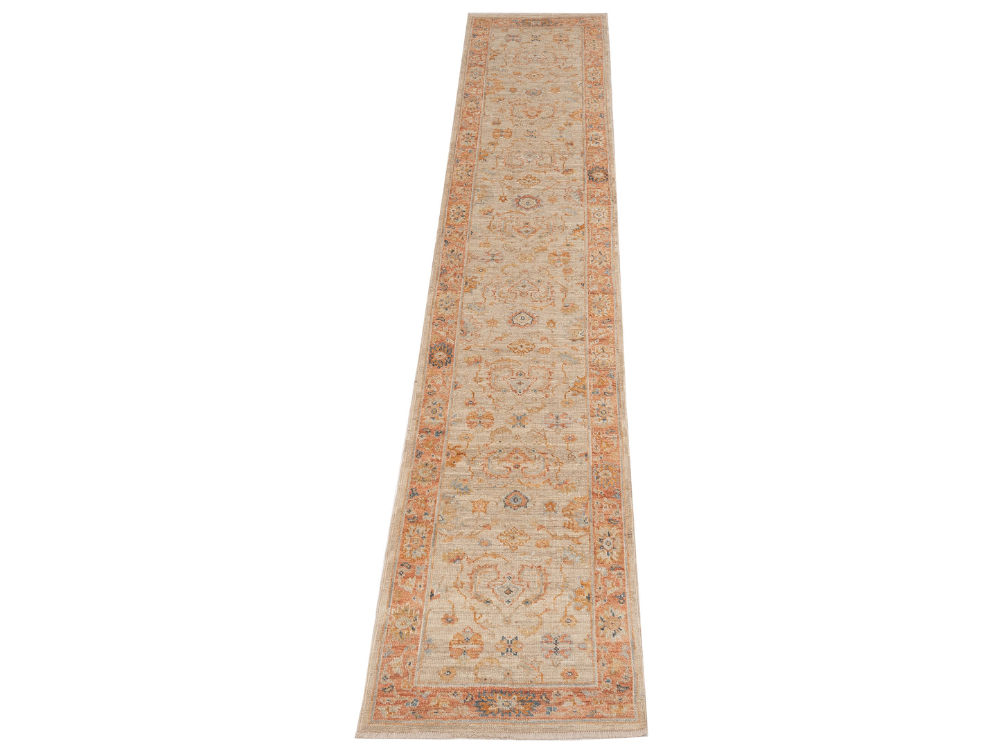 Angora Oushak 149606 Ivory Rust 2.7x13.6 Hand Knotted Rug