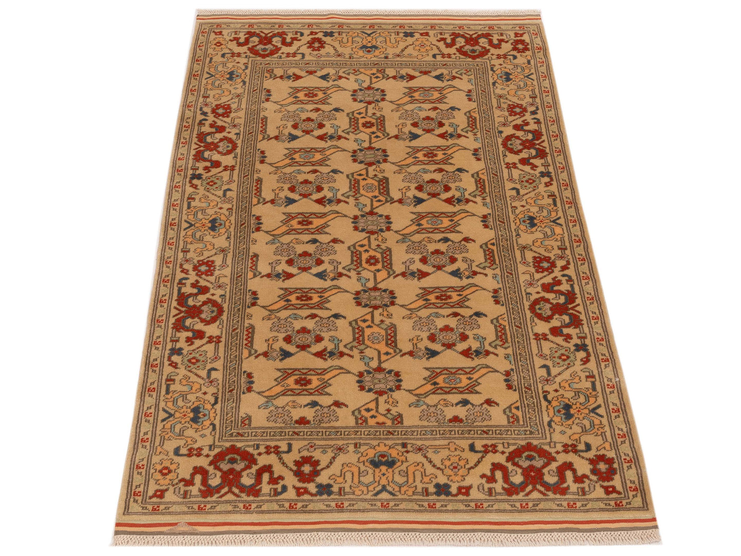 Turkish Shirwan 148391 Beige Beige 4x6 Hand Knotted Rug
