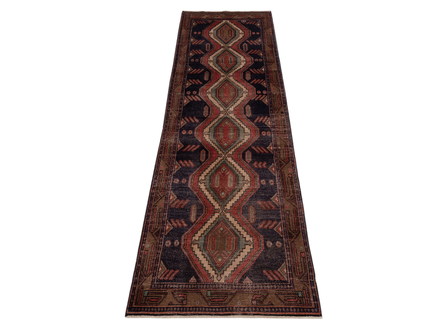 Persian 147319 Red Brown 2.10x9.6 Hand Knotted Rug